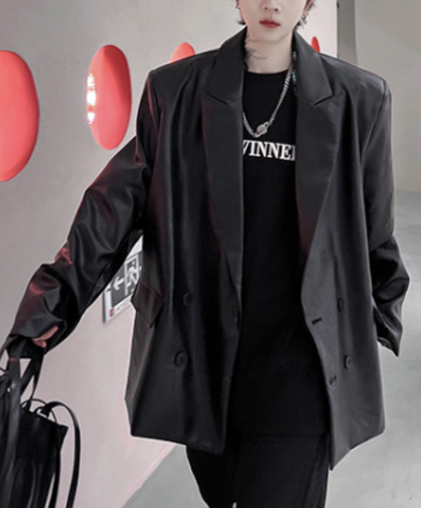 dark retro distressed pu leather jacket EN2704