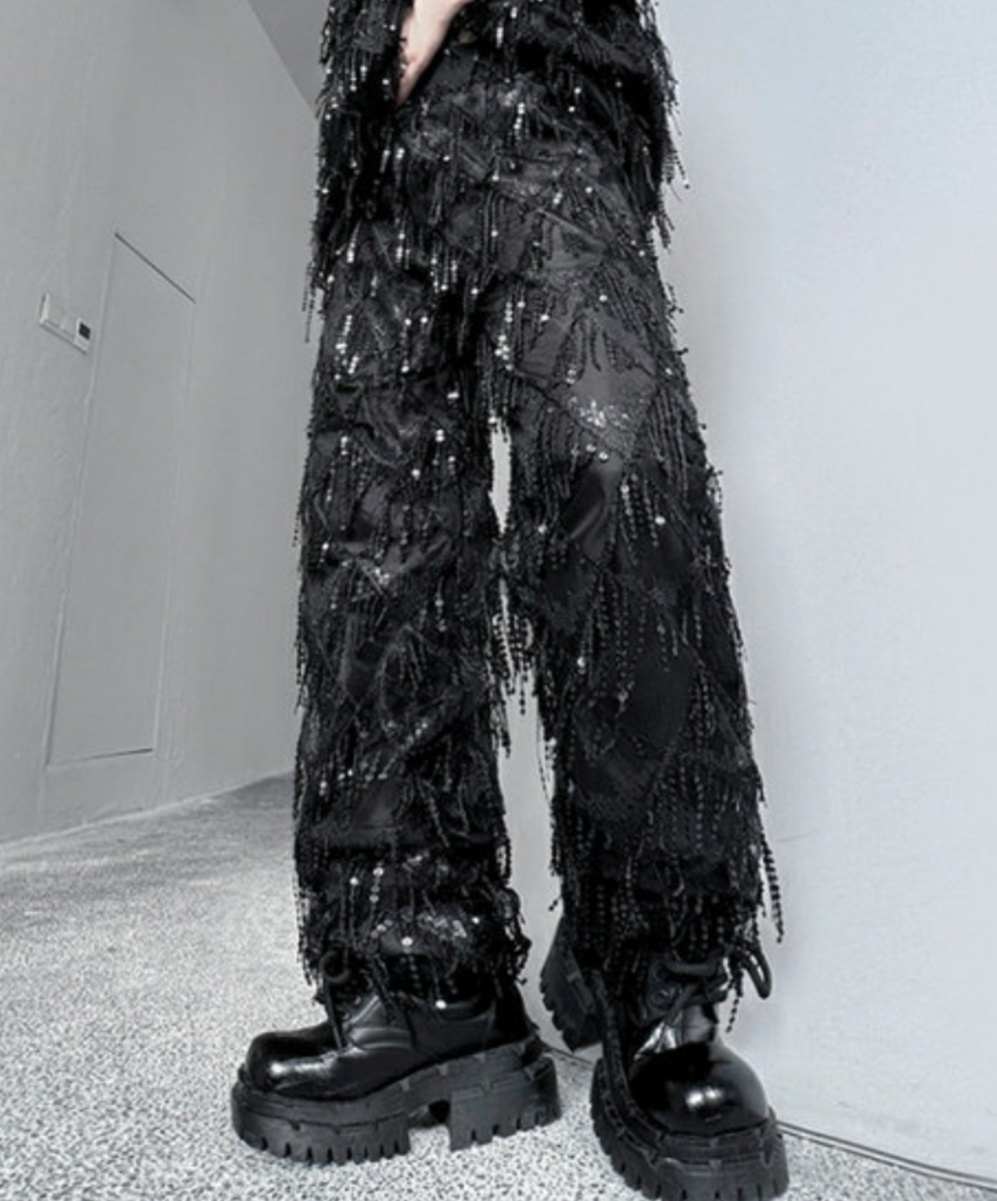 sequin tassel diamond wide pants EN2654