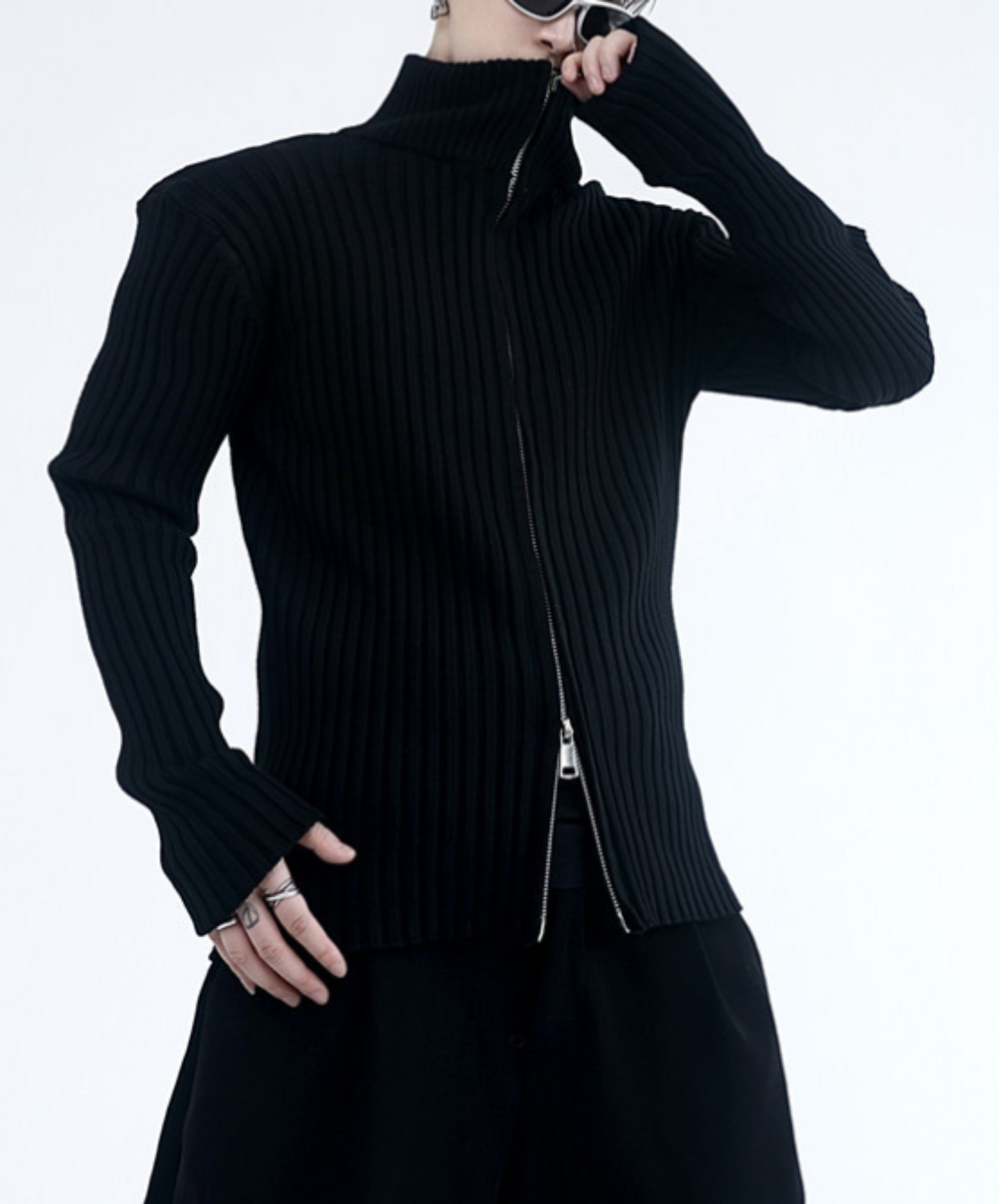 【style57】dark mode outfit set EN1854(jacket + sweater + pants set)