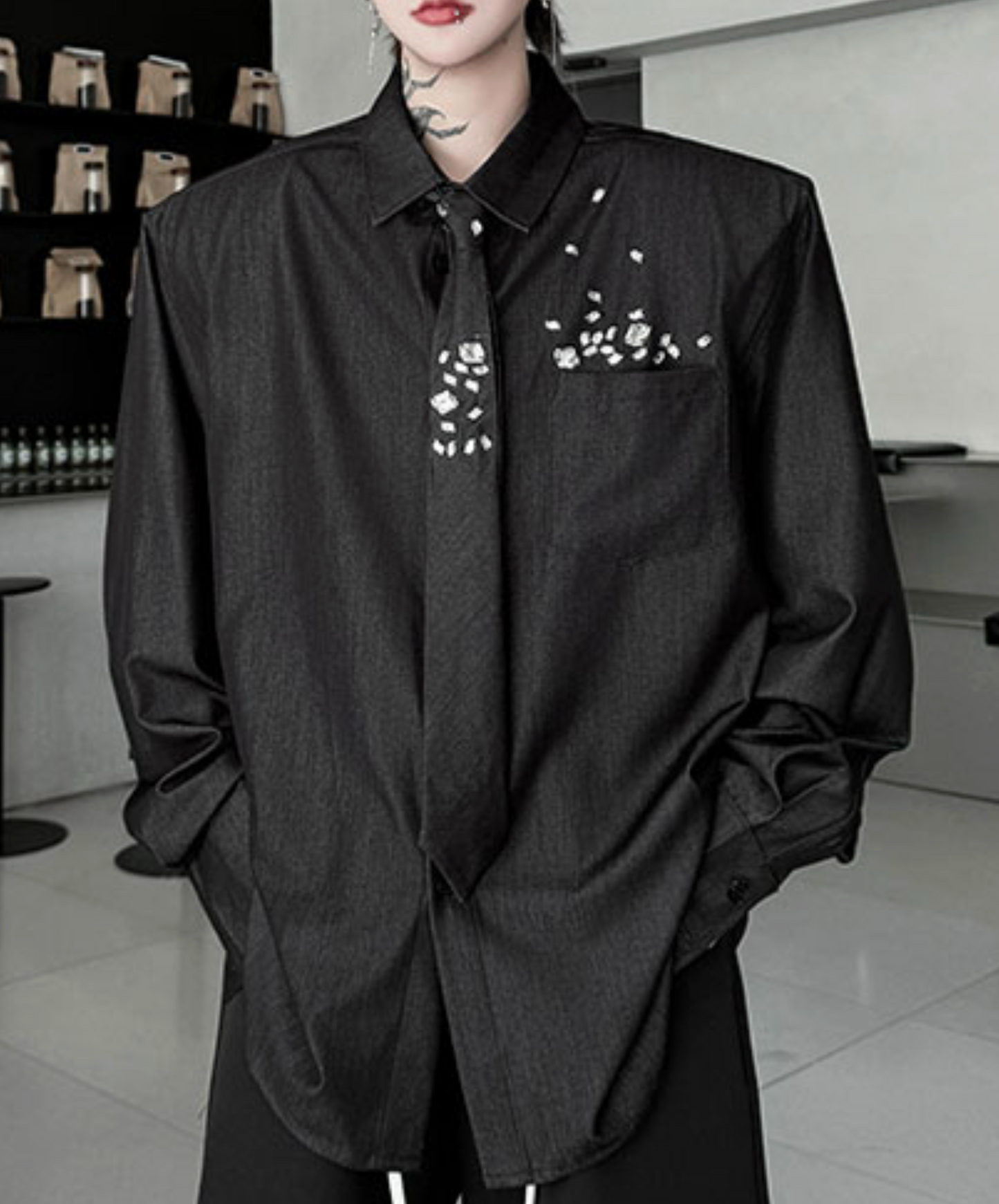 casual denim tie included shirt EN2470