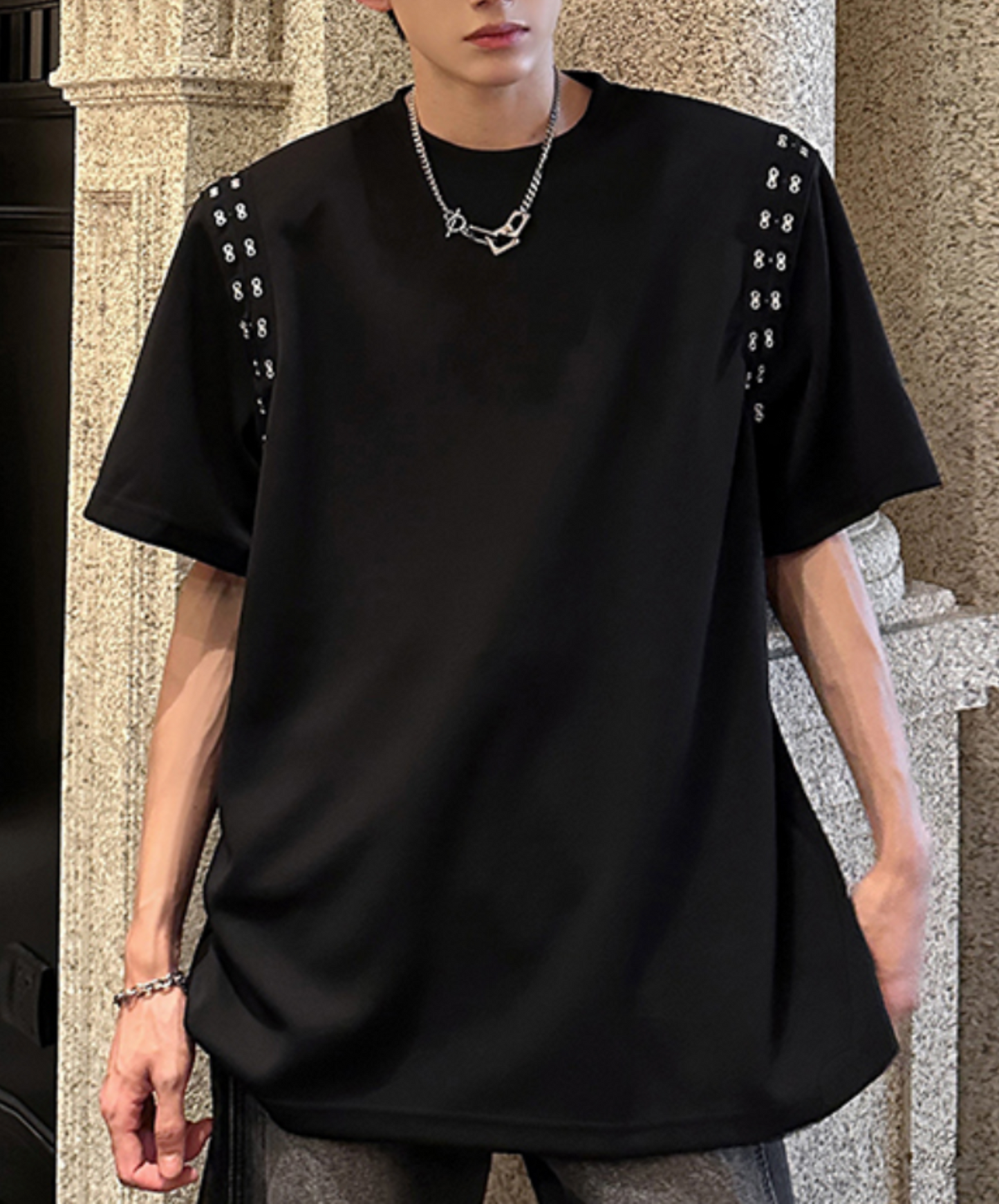 metal parts double line t-shirt EN2056