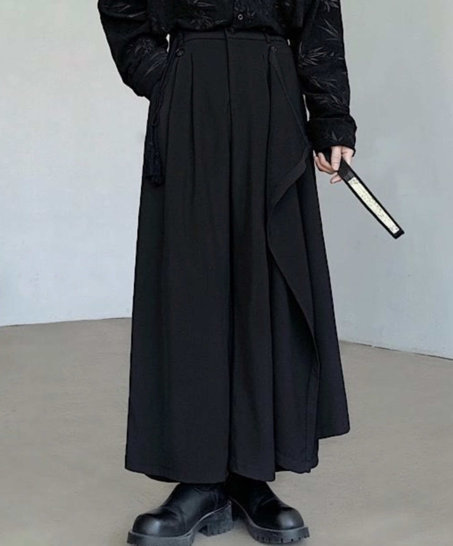 dark chinese style 2way casual wide pants EN1608