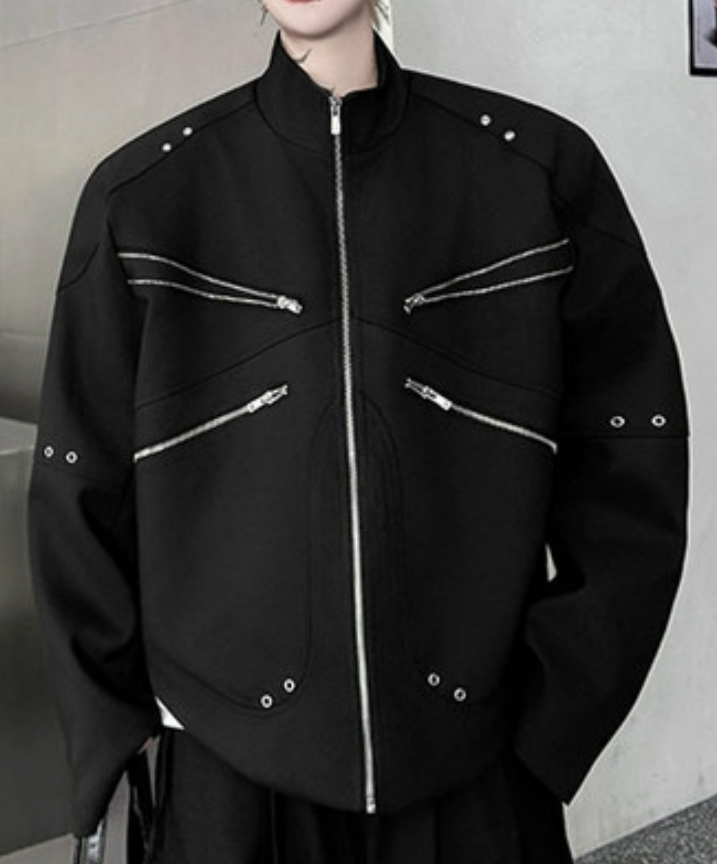 4 zipper and rivet decoration jacket EN2403