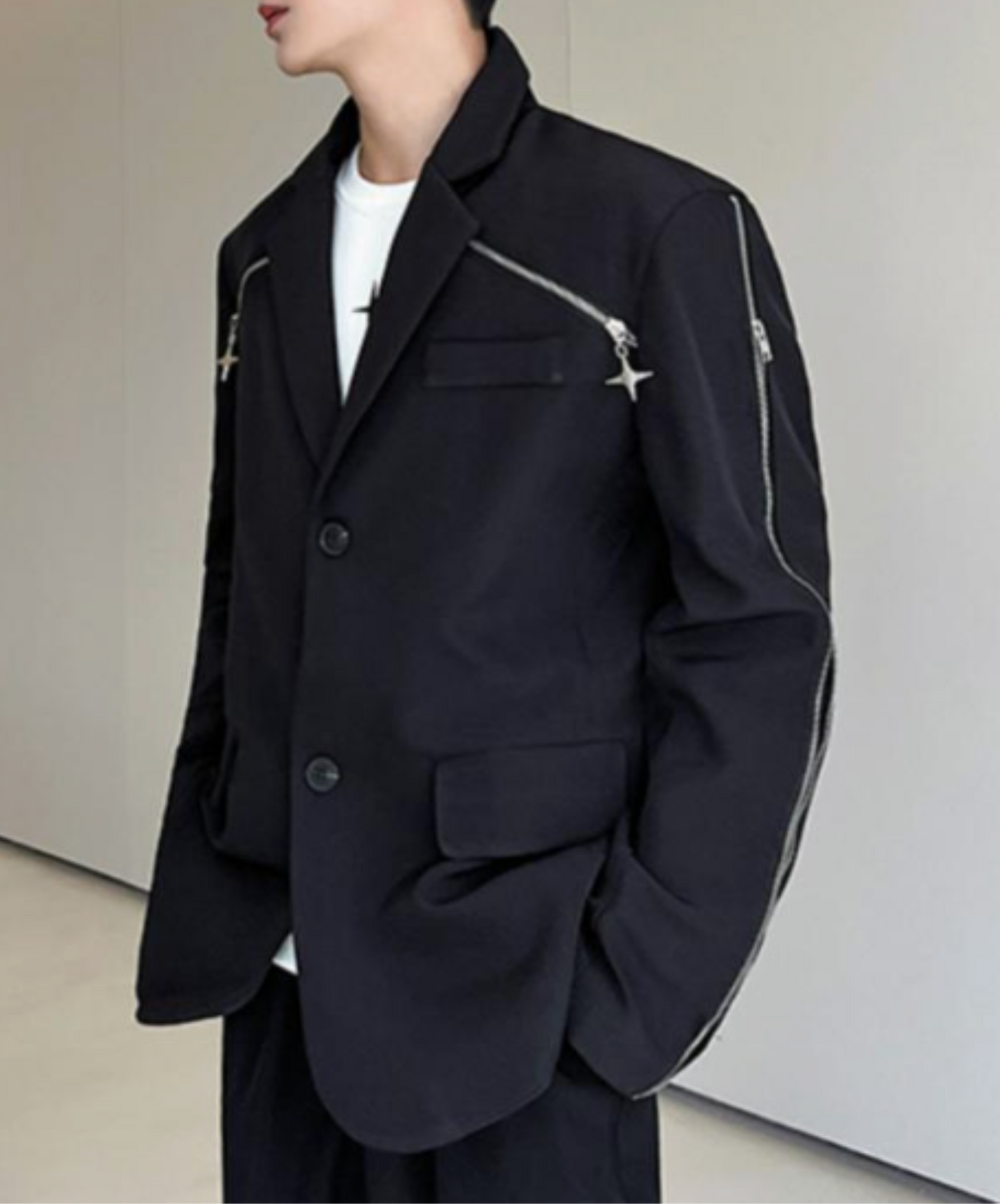 zipper line with cross charm jacket EN2404