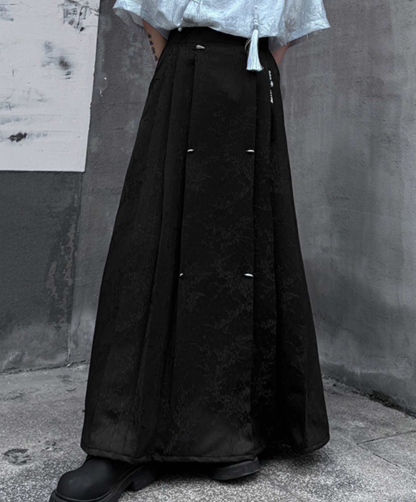 dark hanfu style pleated long skirt EN1755