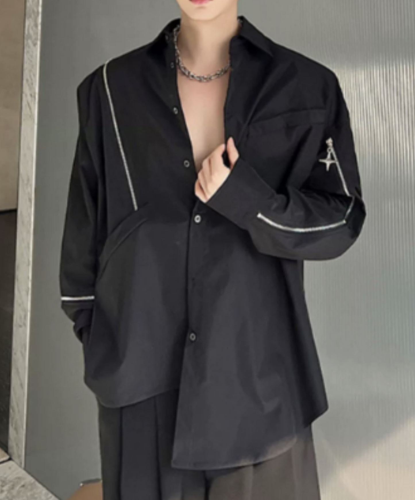 asymmetric irregular zip shirt EN1000