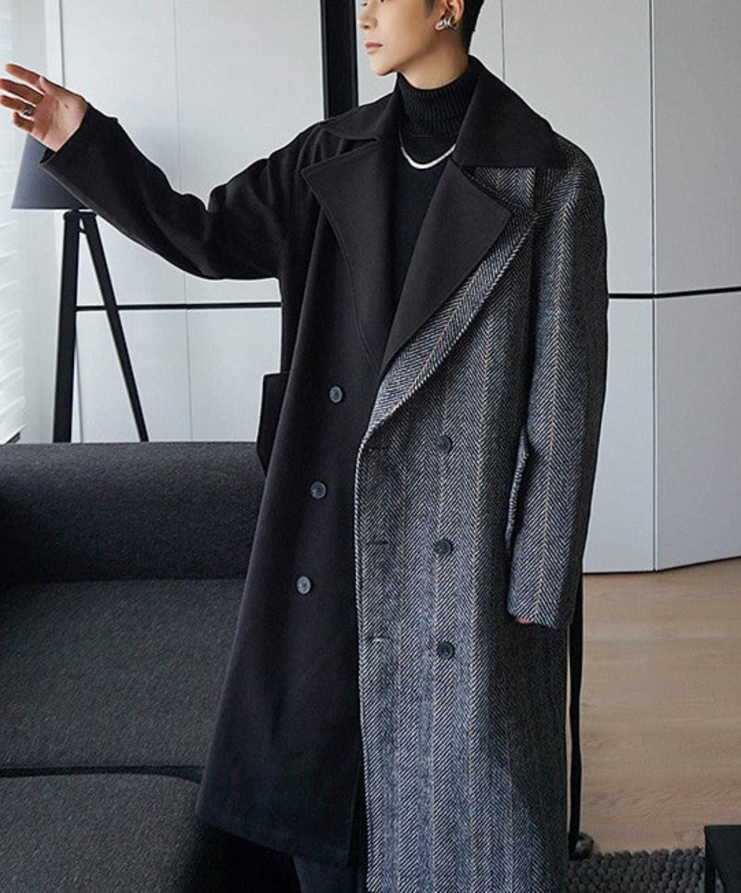 【style37】dark mode outfit set EN1410( coat+ pants set)
