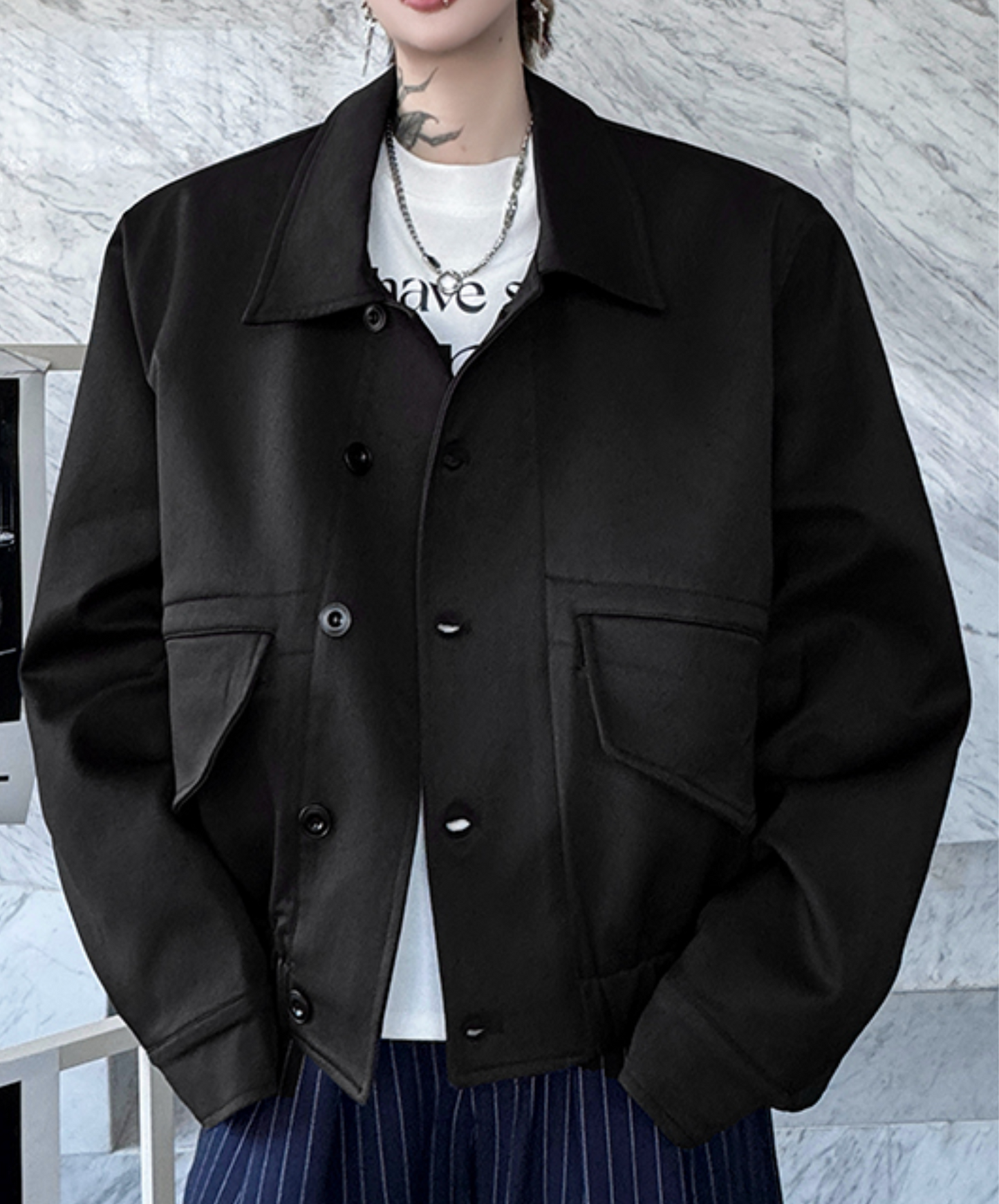 dark big pocket short length jacket EN2375