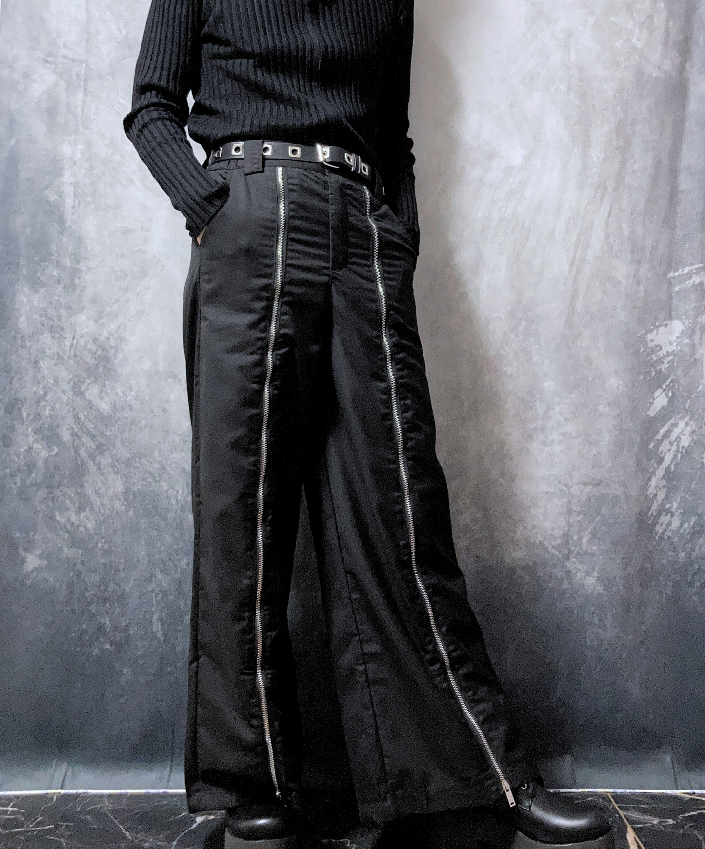 【style64】dark mode outfit set EN1883(jacket + sweater + pants set)