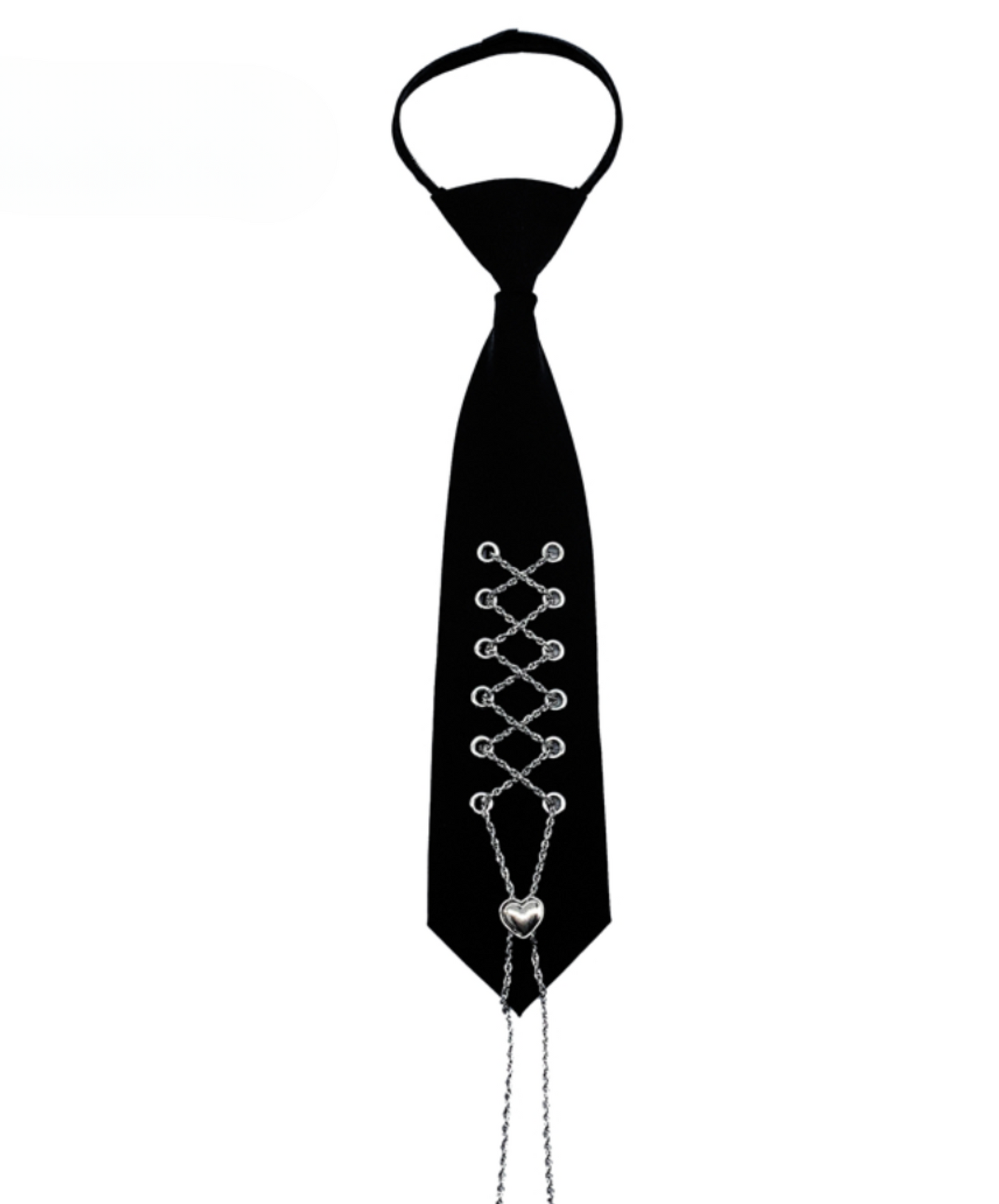 chain lace-up heart hole necktie EN2351