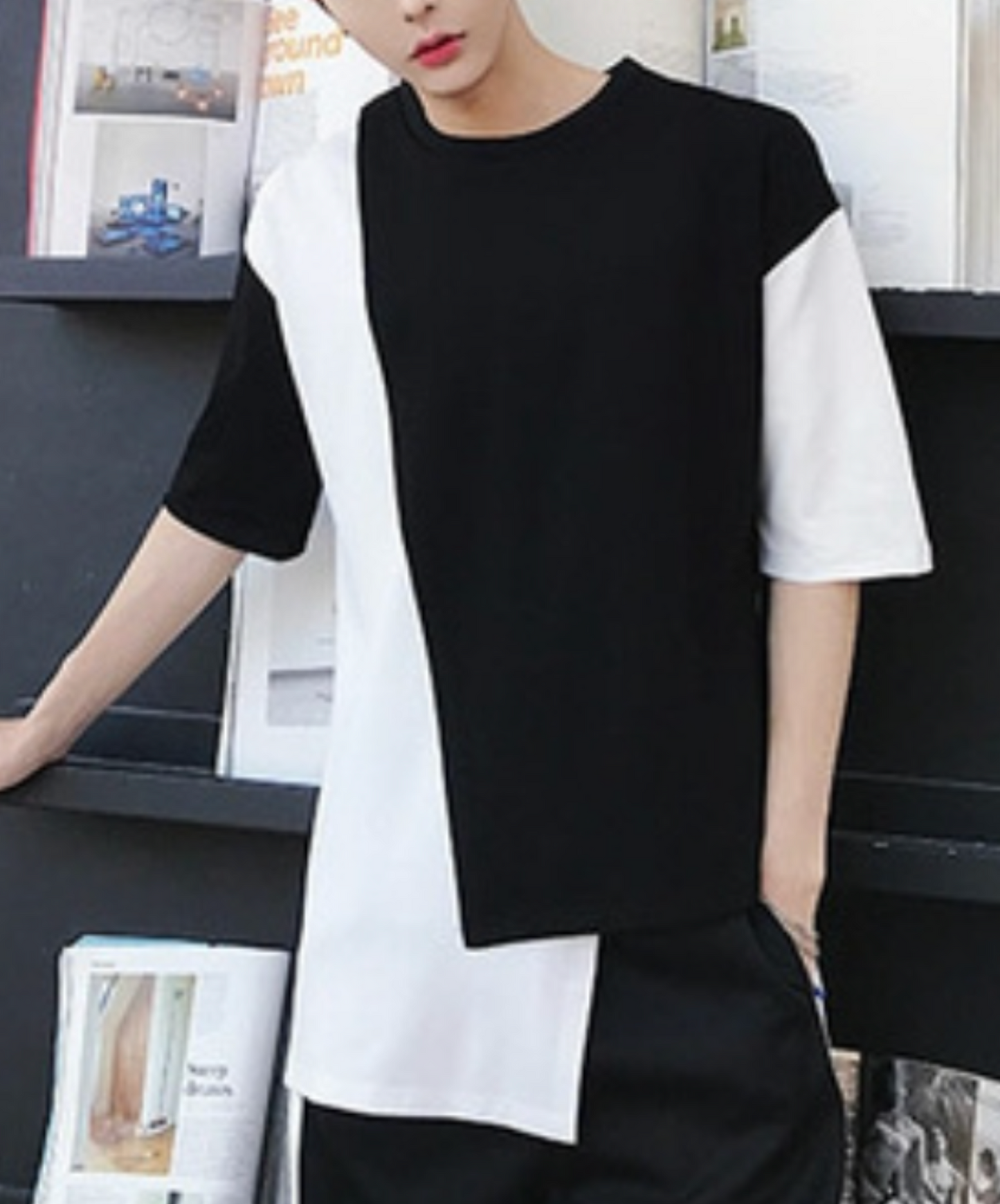 Irregular patchwork high contrast t-shirt EN2261