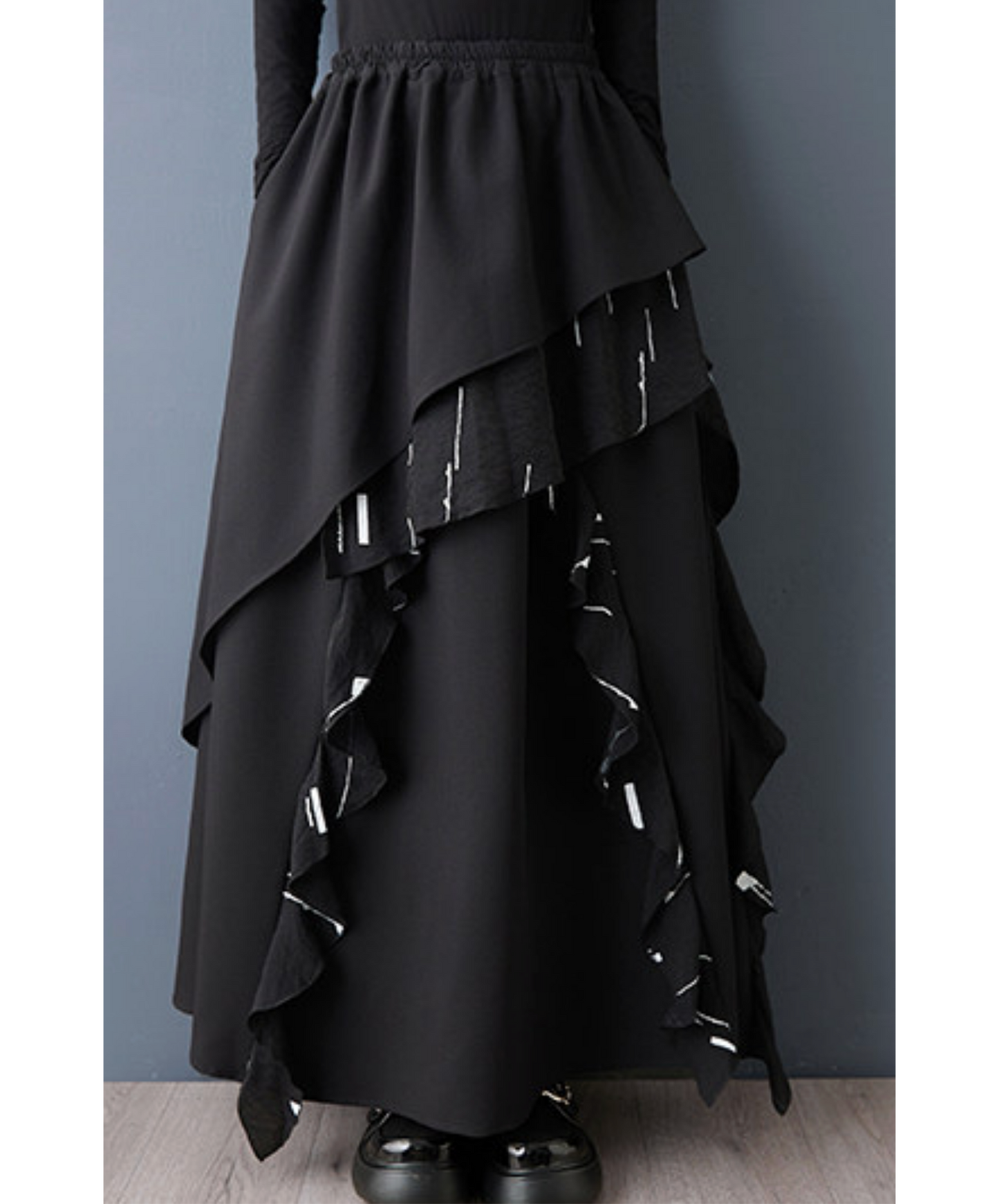 splicing print drapes skirt EN2755