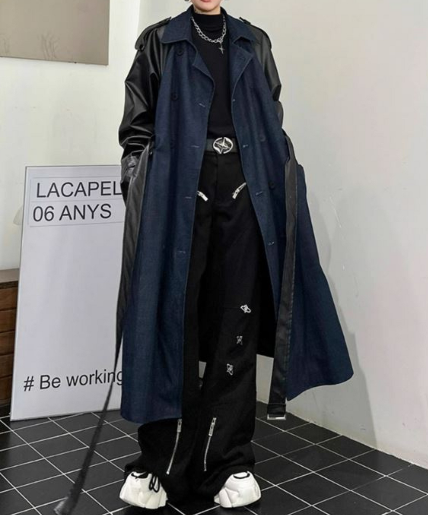 mixed double breasted material coat EN1371