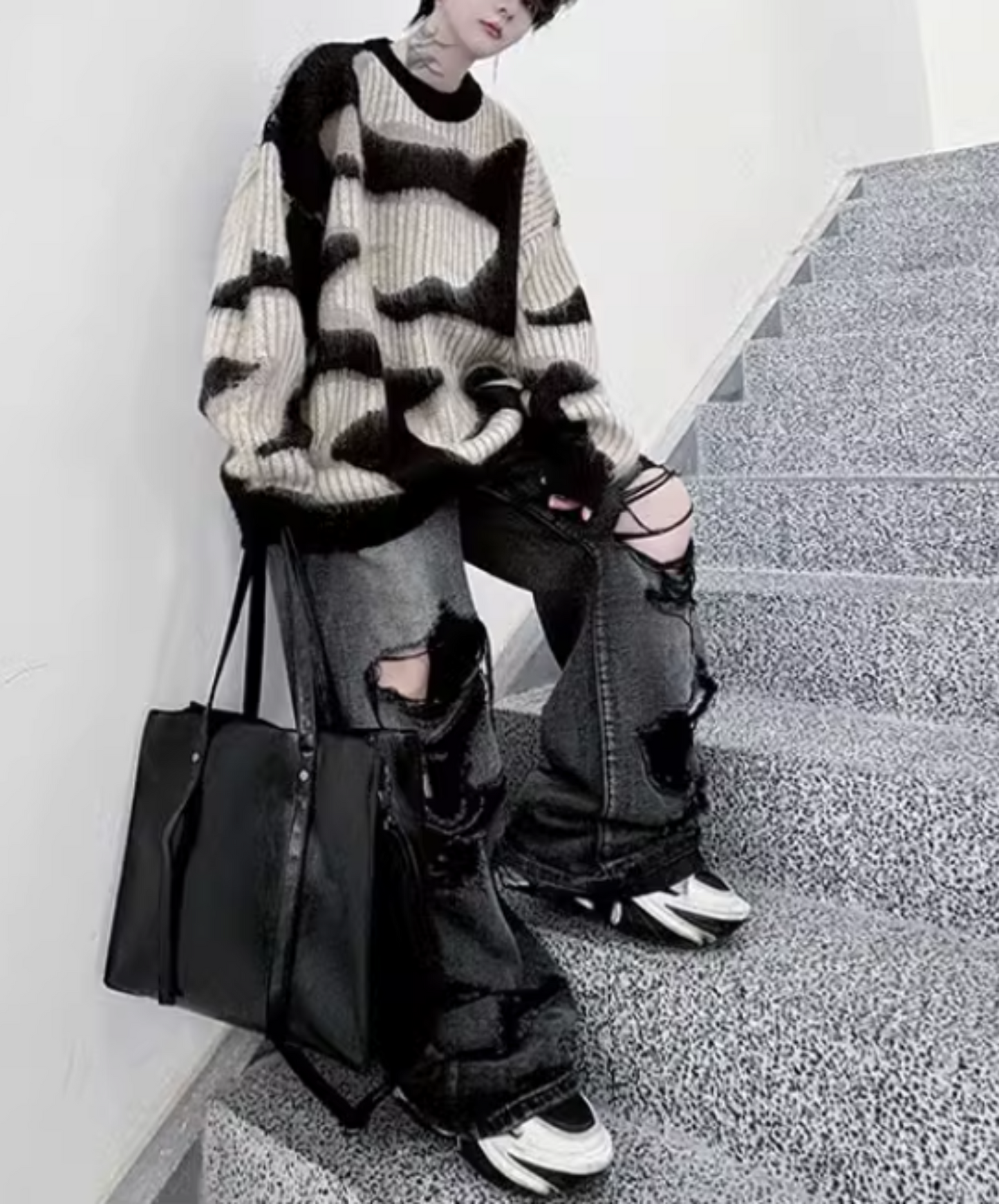 monotone marble sweater EN1873