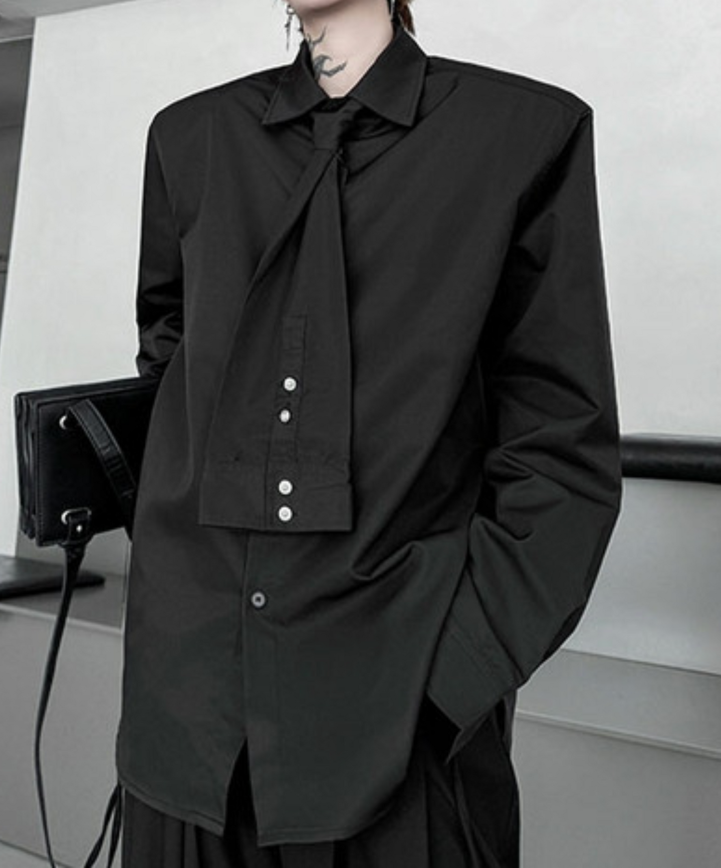 sleeve design with bow tie shirt EN2357