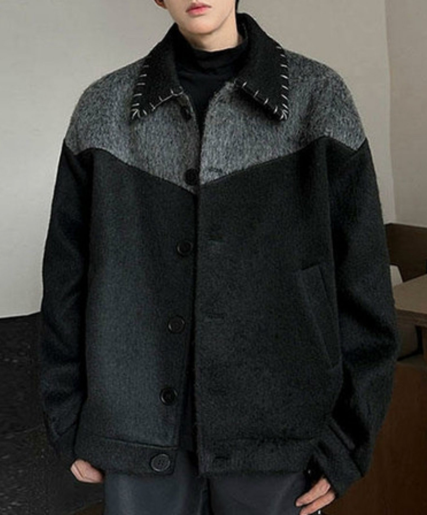 contrast color stitching jacket EN2385