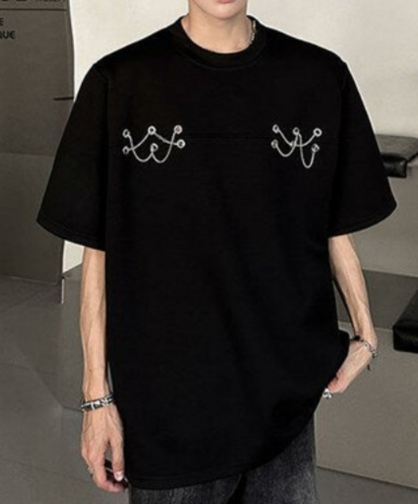 metal chain rope design t-shirt EN2238