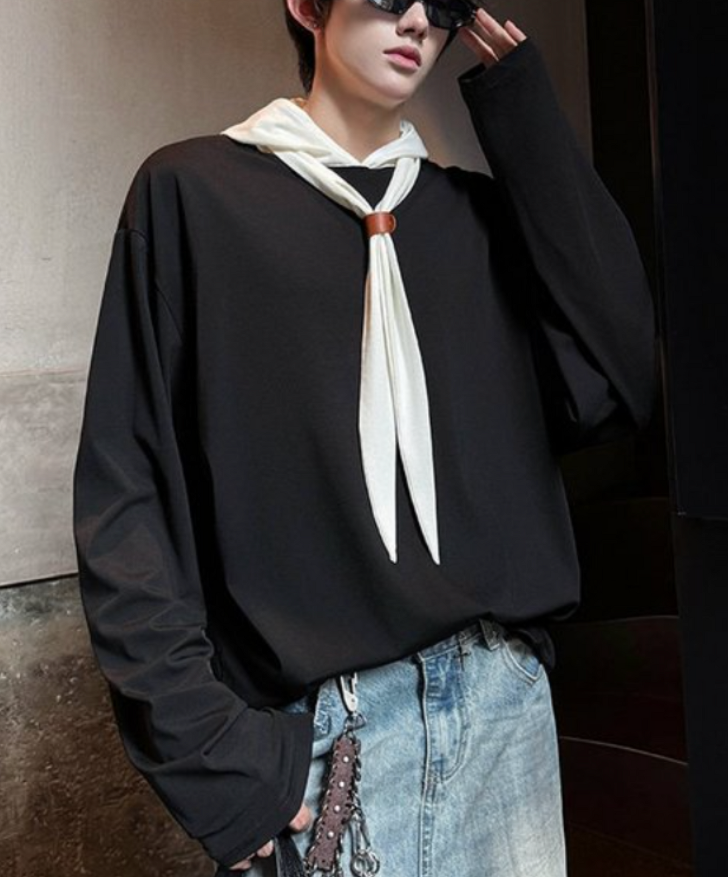 self-tie hood long t-shirt EN2311