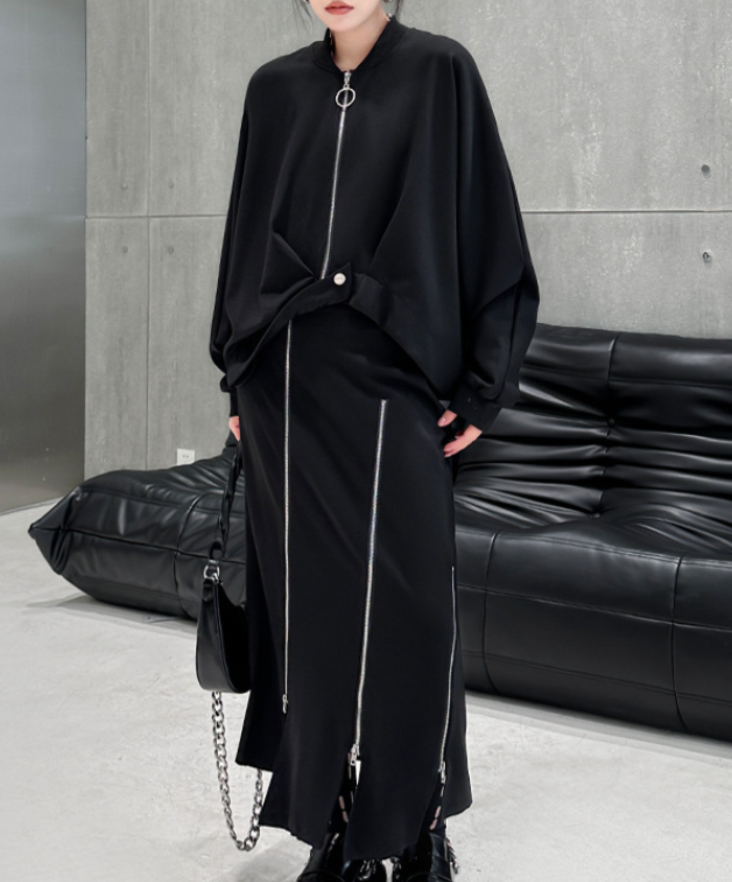 dark deformed hem design jacket EN2356