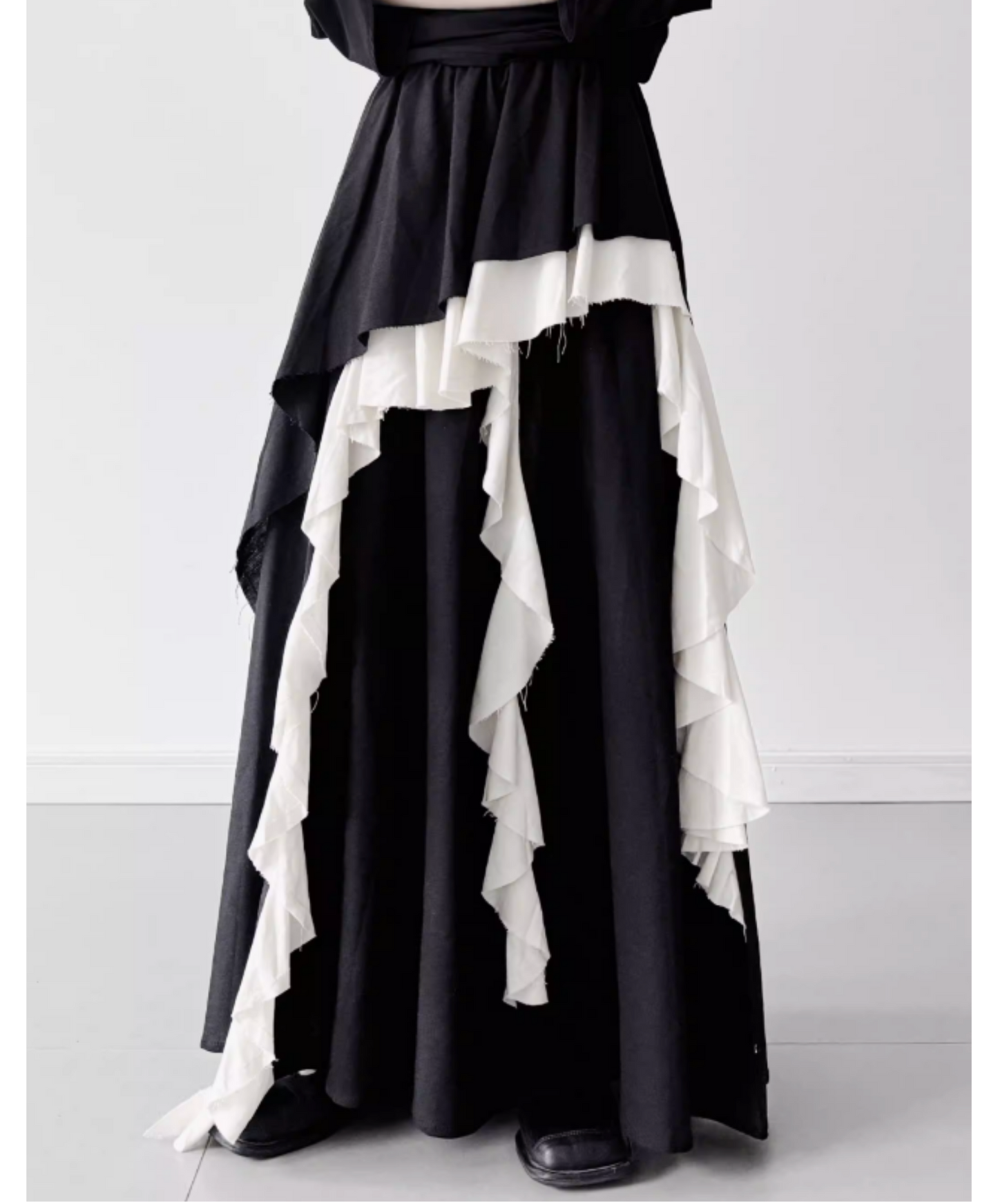 dark Irregular frills color block skirt EN2810