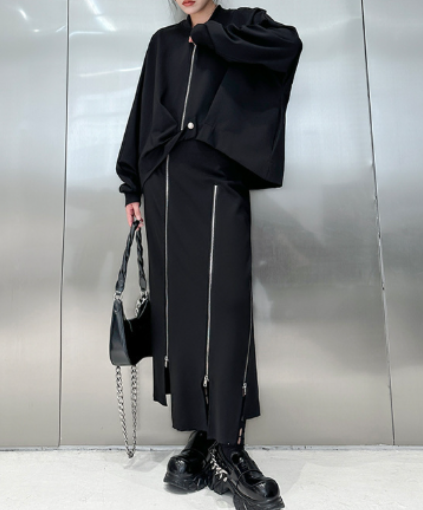 cropped length with ring zipper jacket EN3110