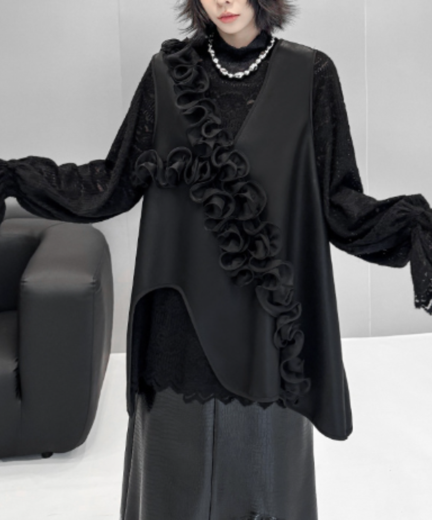 french retro style with lace sleeves t-shirt EN3130