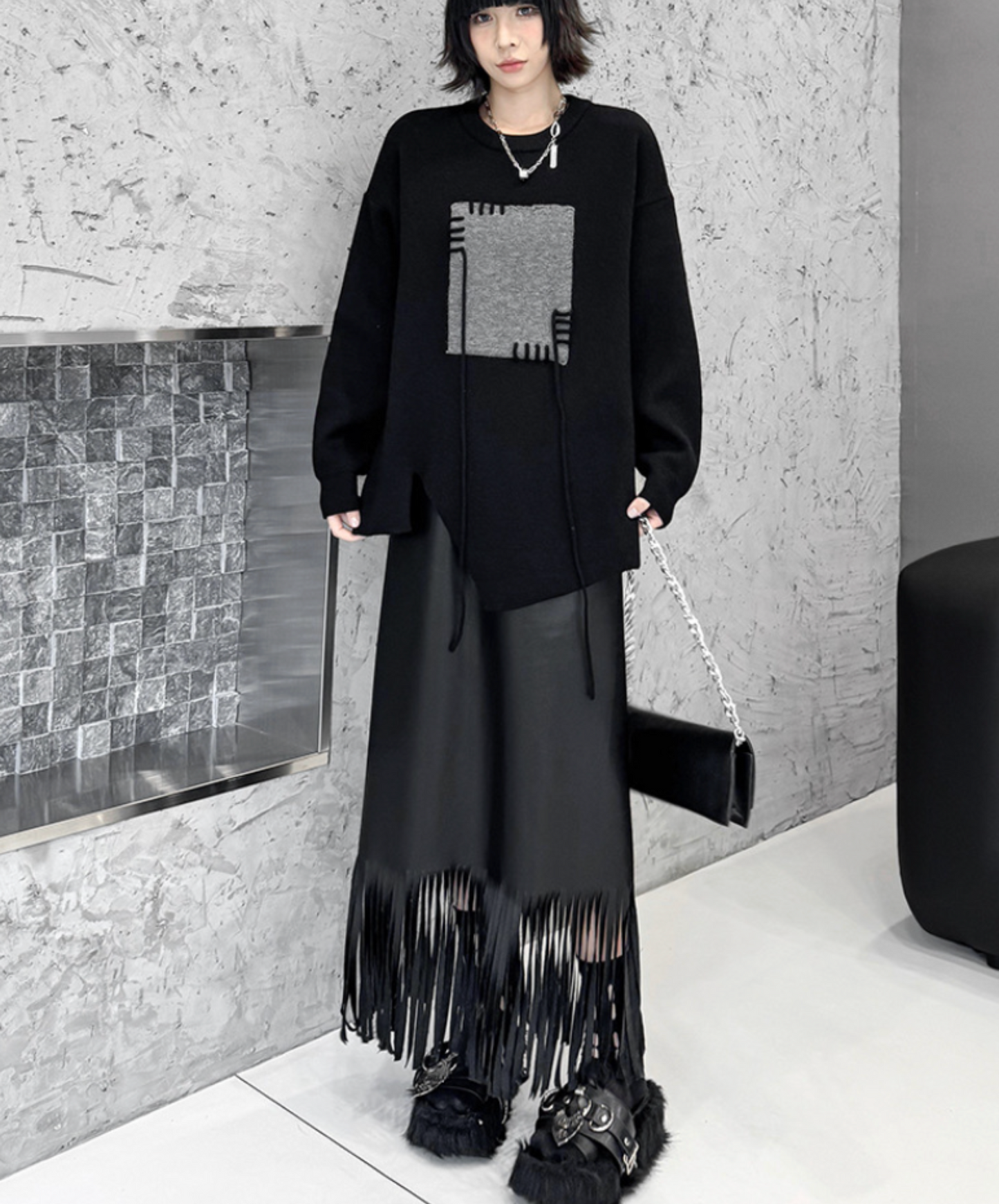 jacquard stitched motif sweater EN2469