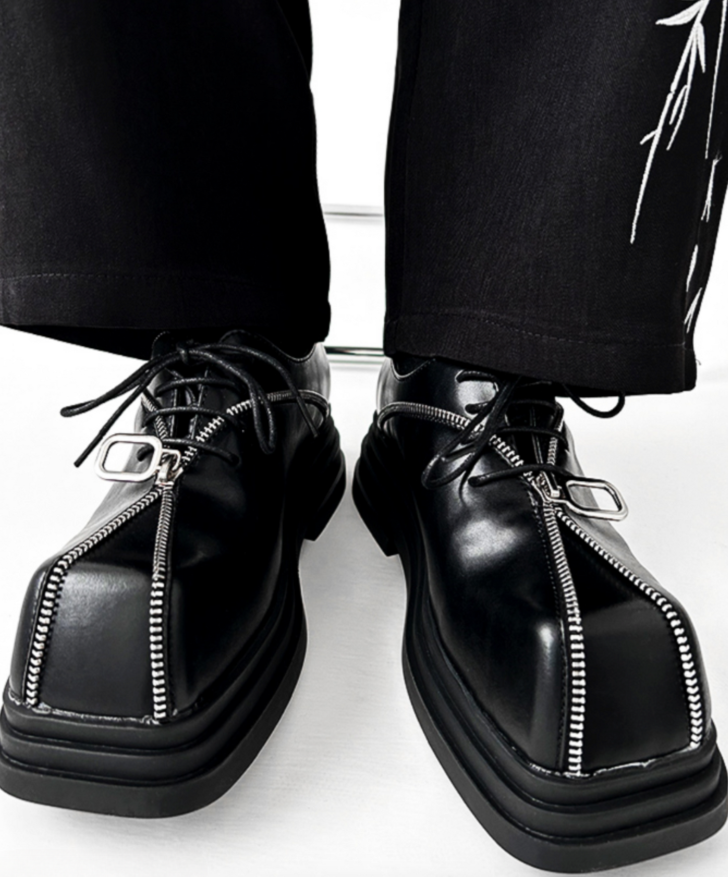 square head punk zipper design shoes EN1921