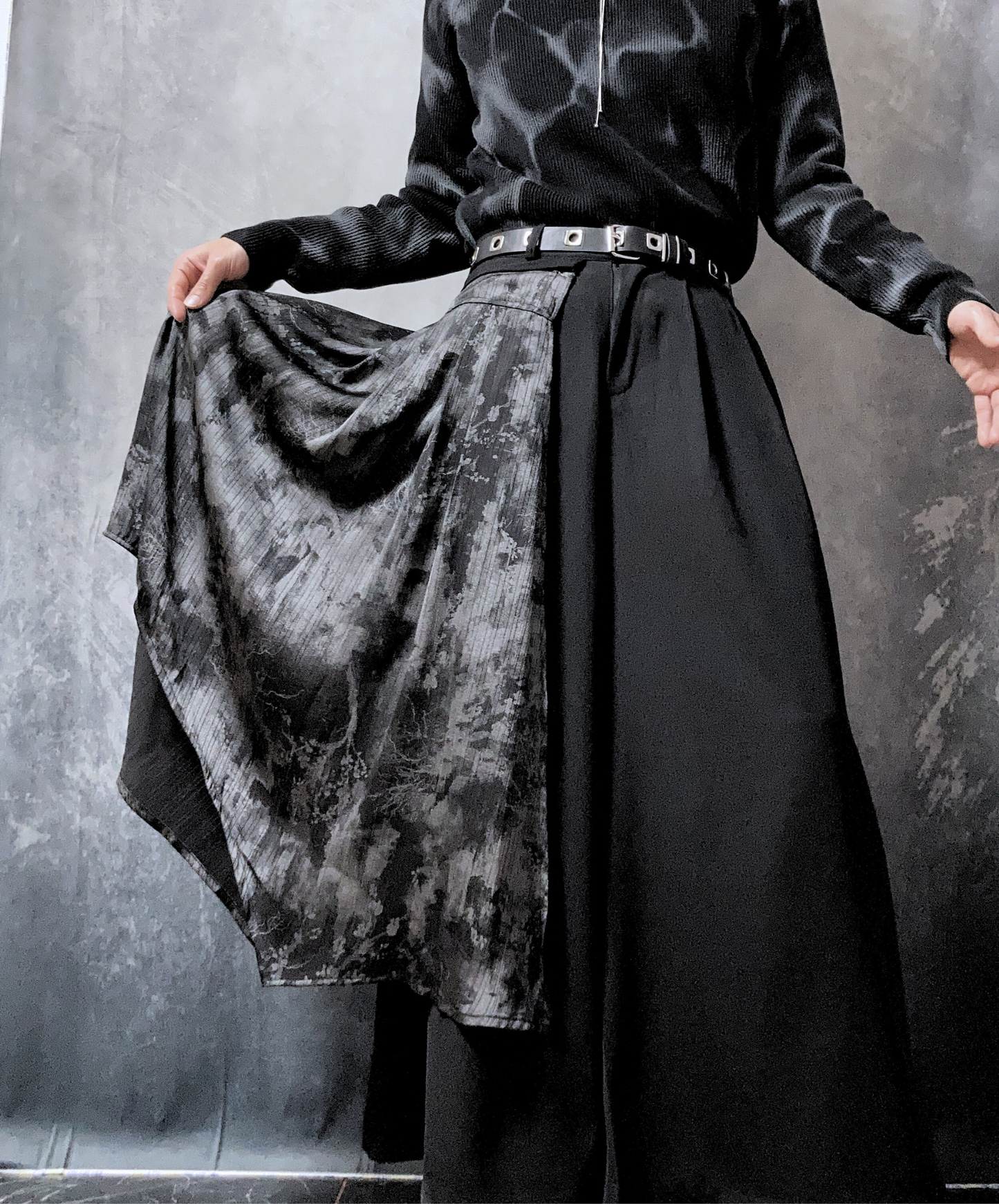 【style70】dark mode outfit set EN1909(jacket + sweater + pants set)