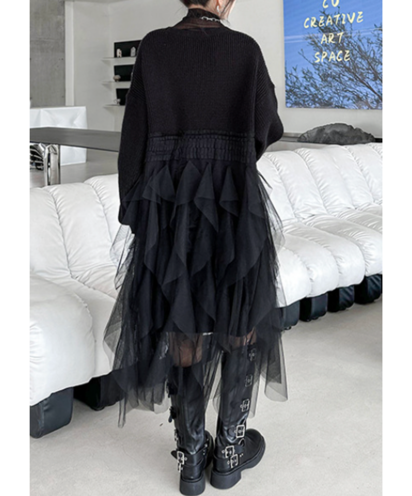 layered ruffle tulle cardigan EN2448