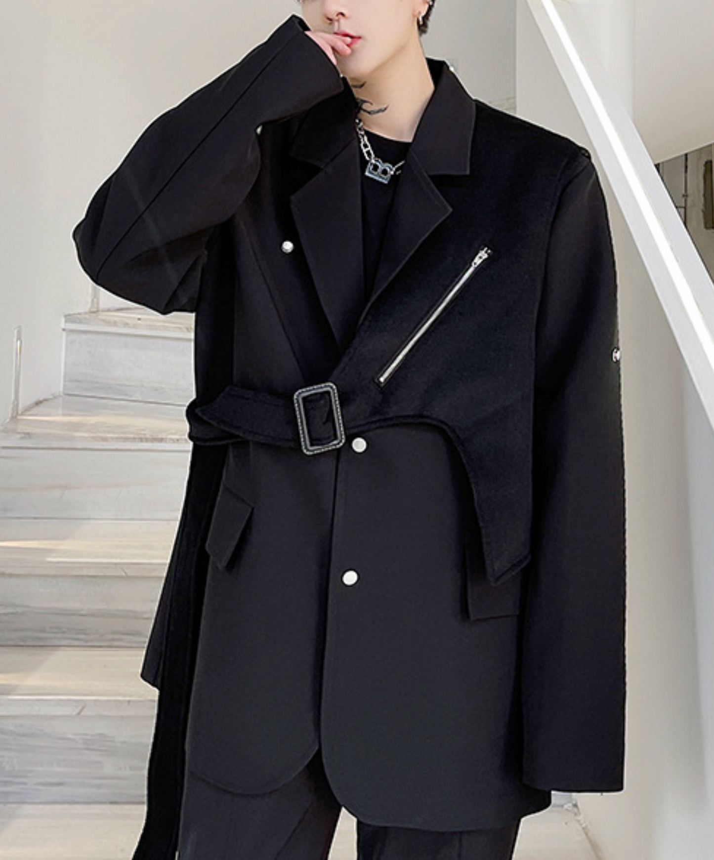 dark irregular design mix jacket EN2406