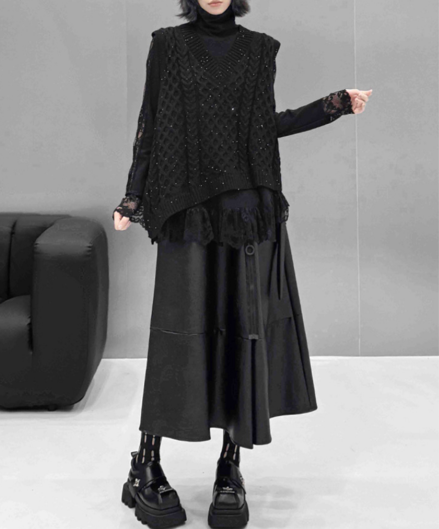 lace line frills t-shirt EN2446