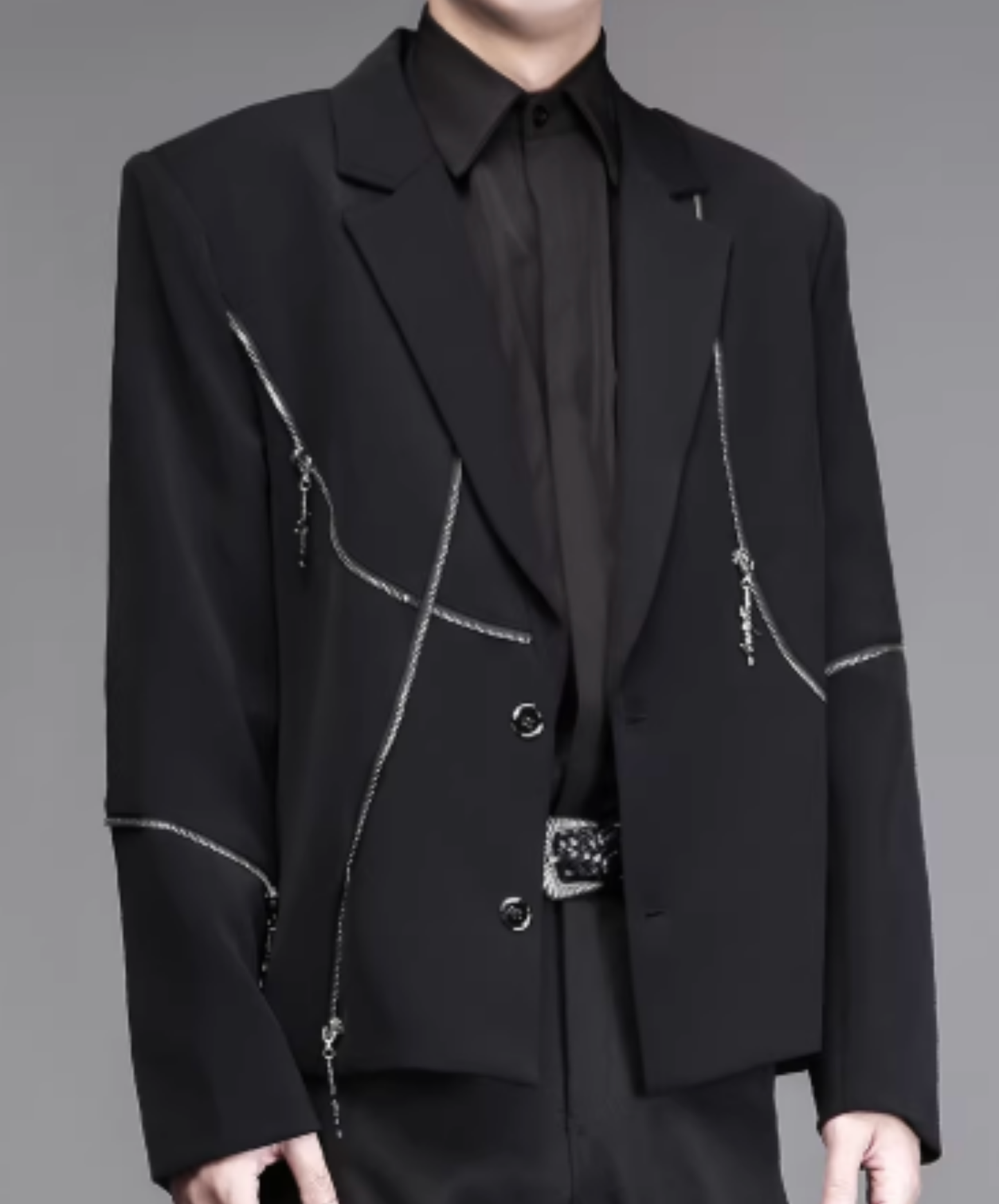 punk style asymmetrical zipper jacket EN2801