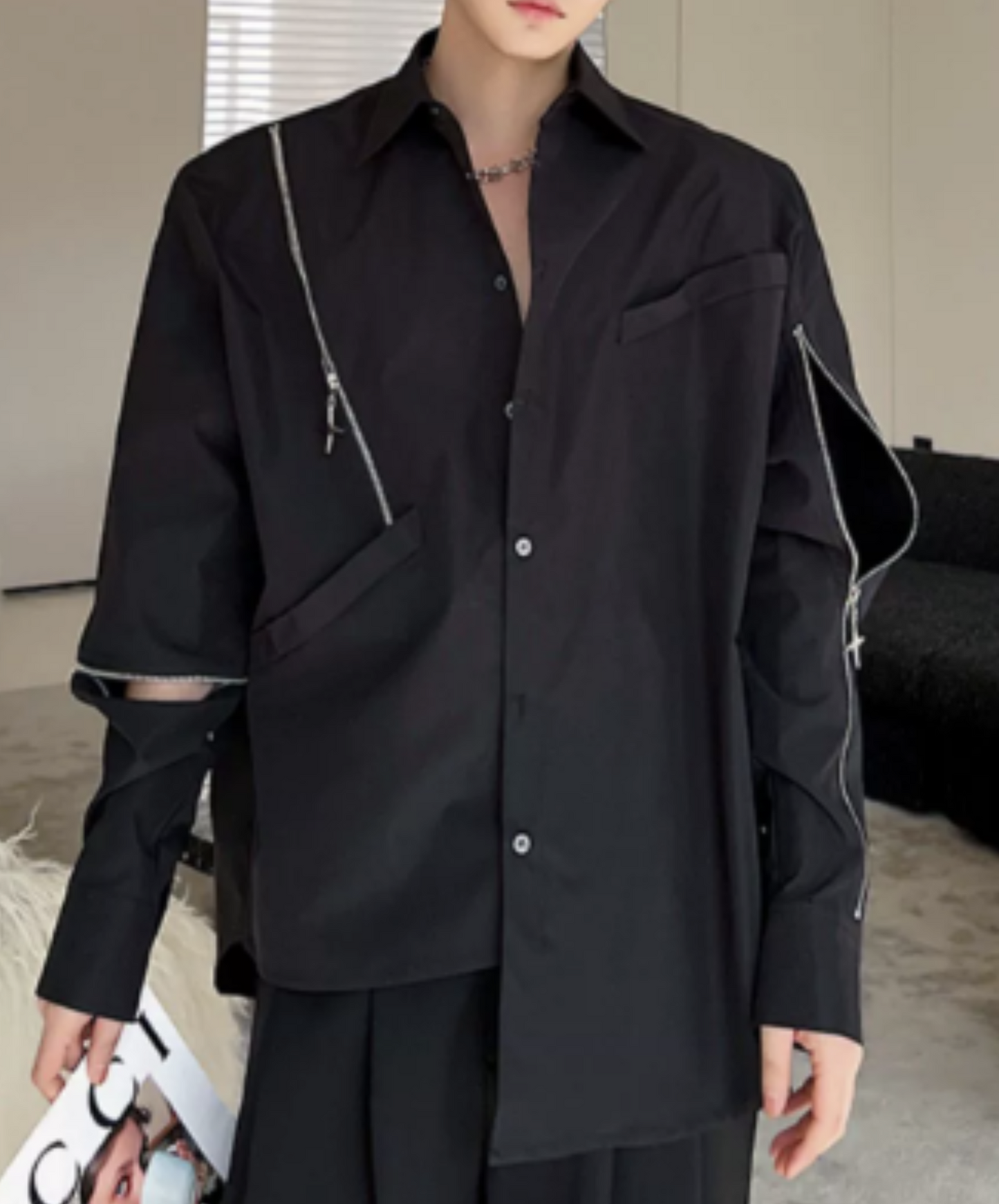 asymmetric irregular zip shirt EN1000