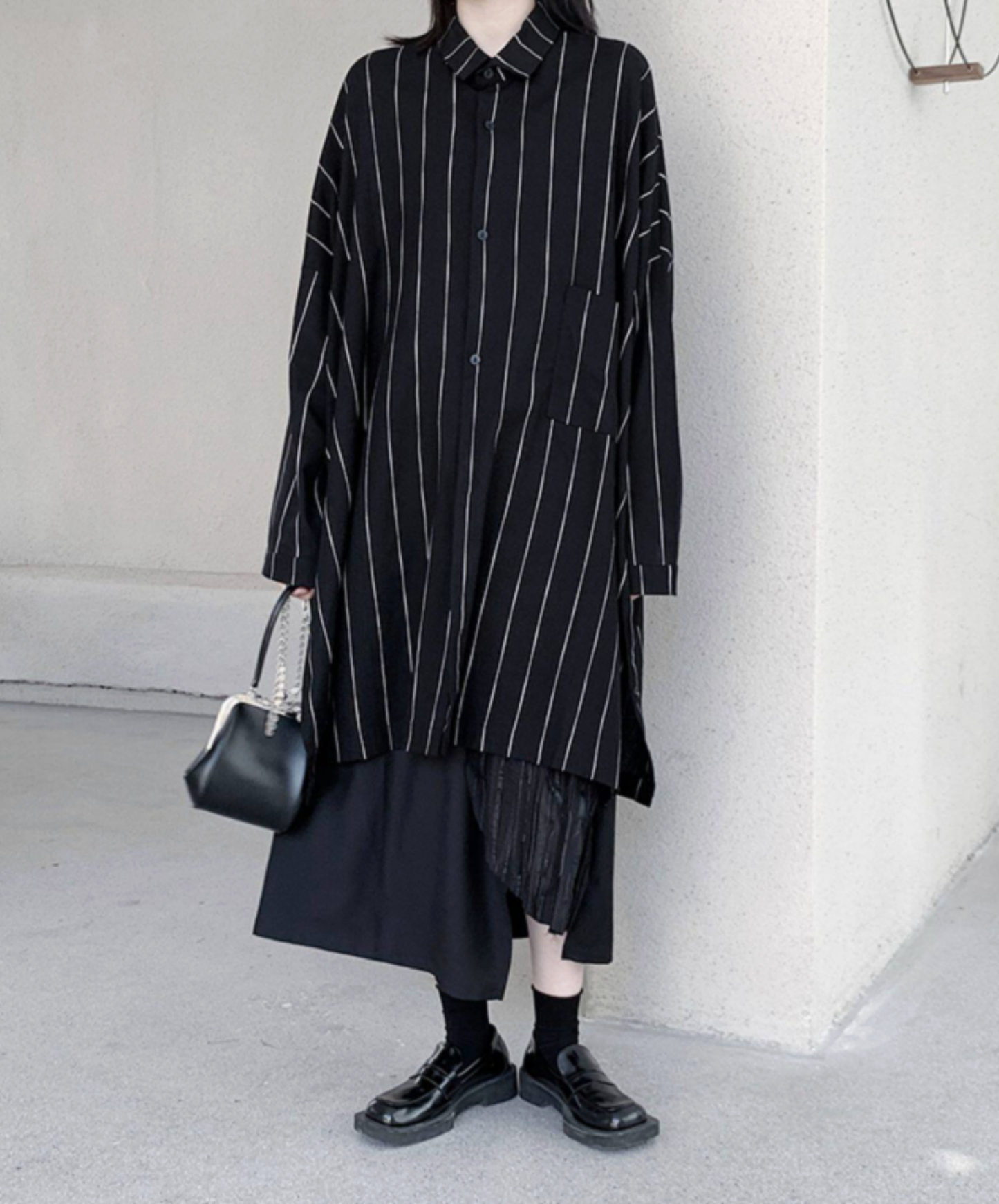 dark big silhouette stripe long shirt EN2777