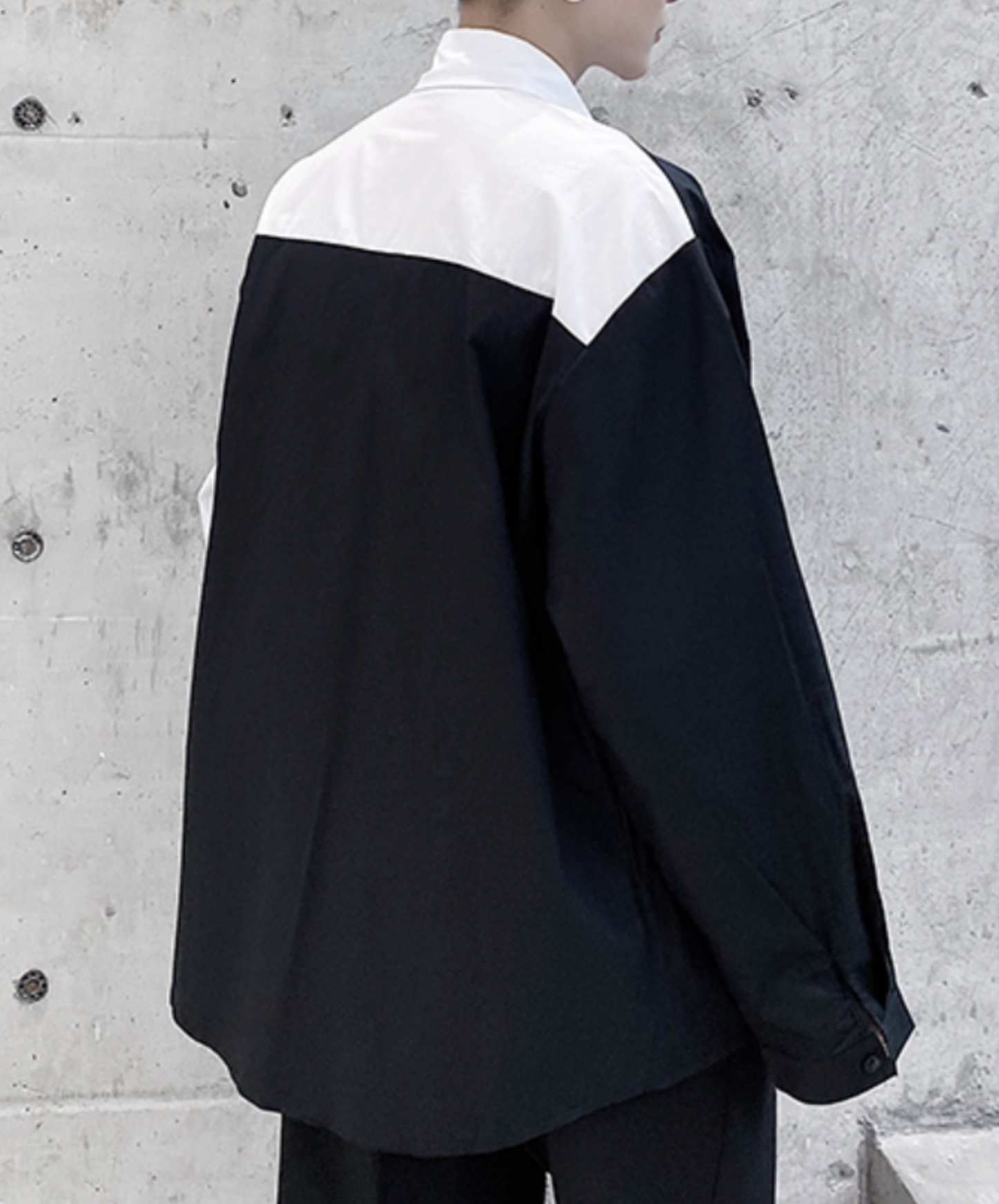 monotone contrast asymmetric shirt EN2046