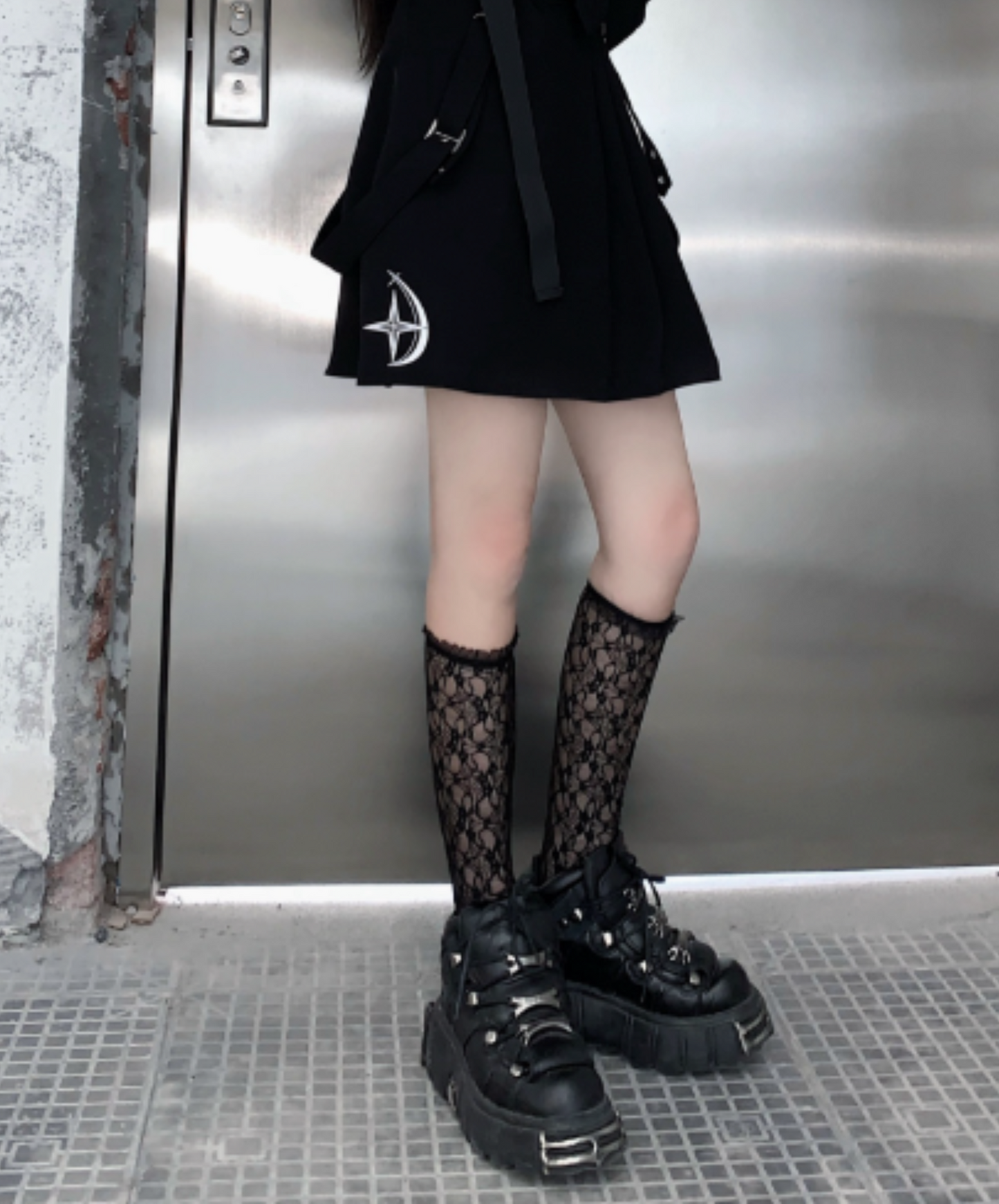 【style72】dark mode outfit set EN1981( shirt+ skirt set)