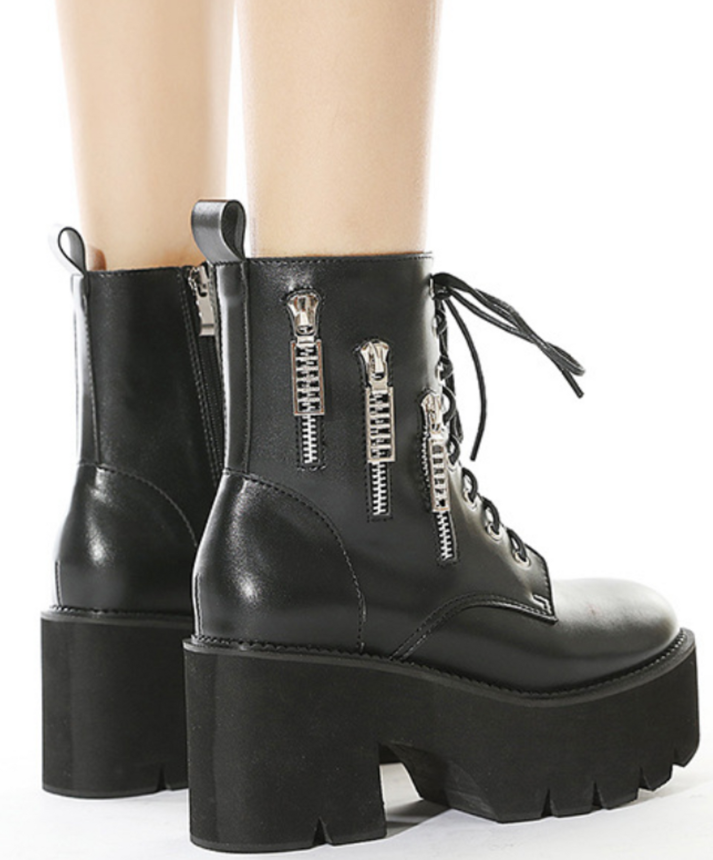 triple zipper design zip up boots EN1511