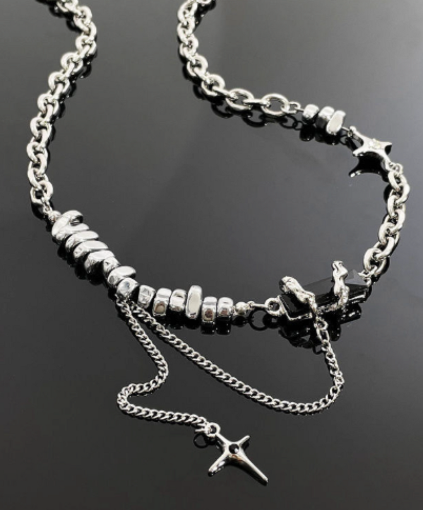 baroque stone and cross necklace EN1980