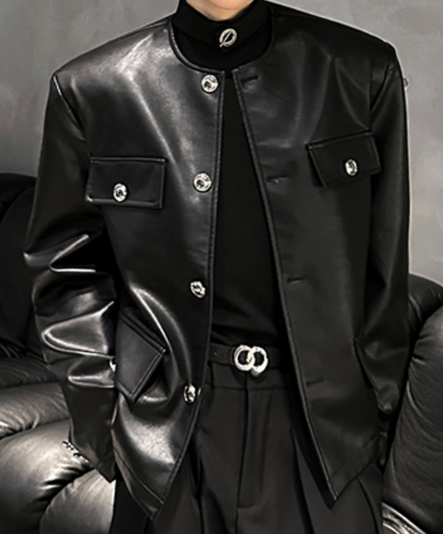 pu leather short riders jacket EN2474