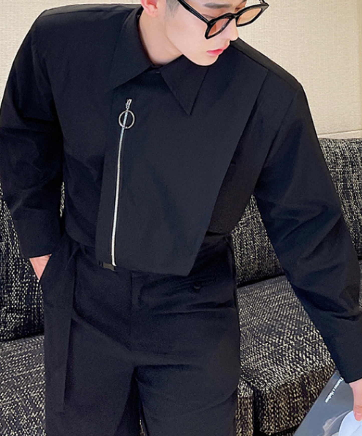 【style67】dark mode outfit set EN1891(jacket + shirt + skirt set)