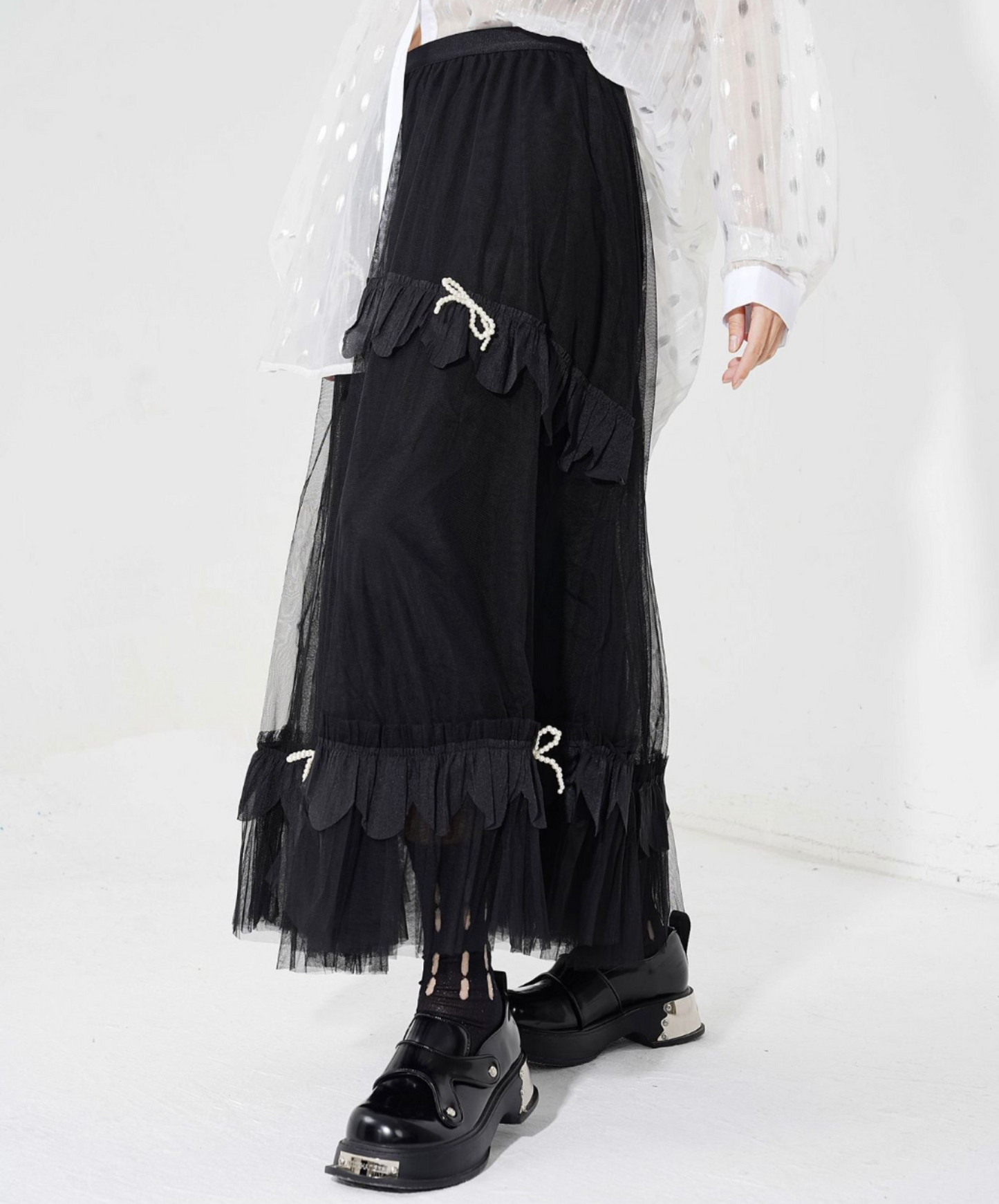 petite pearl ribbon voluminous skirt EN2287