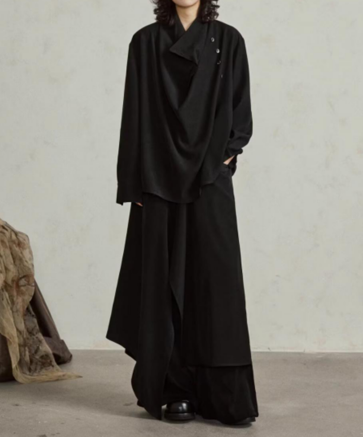 dark layered wide pants EN1866