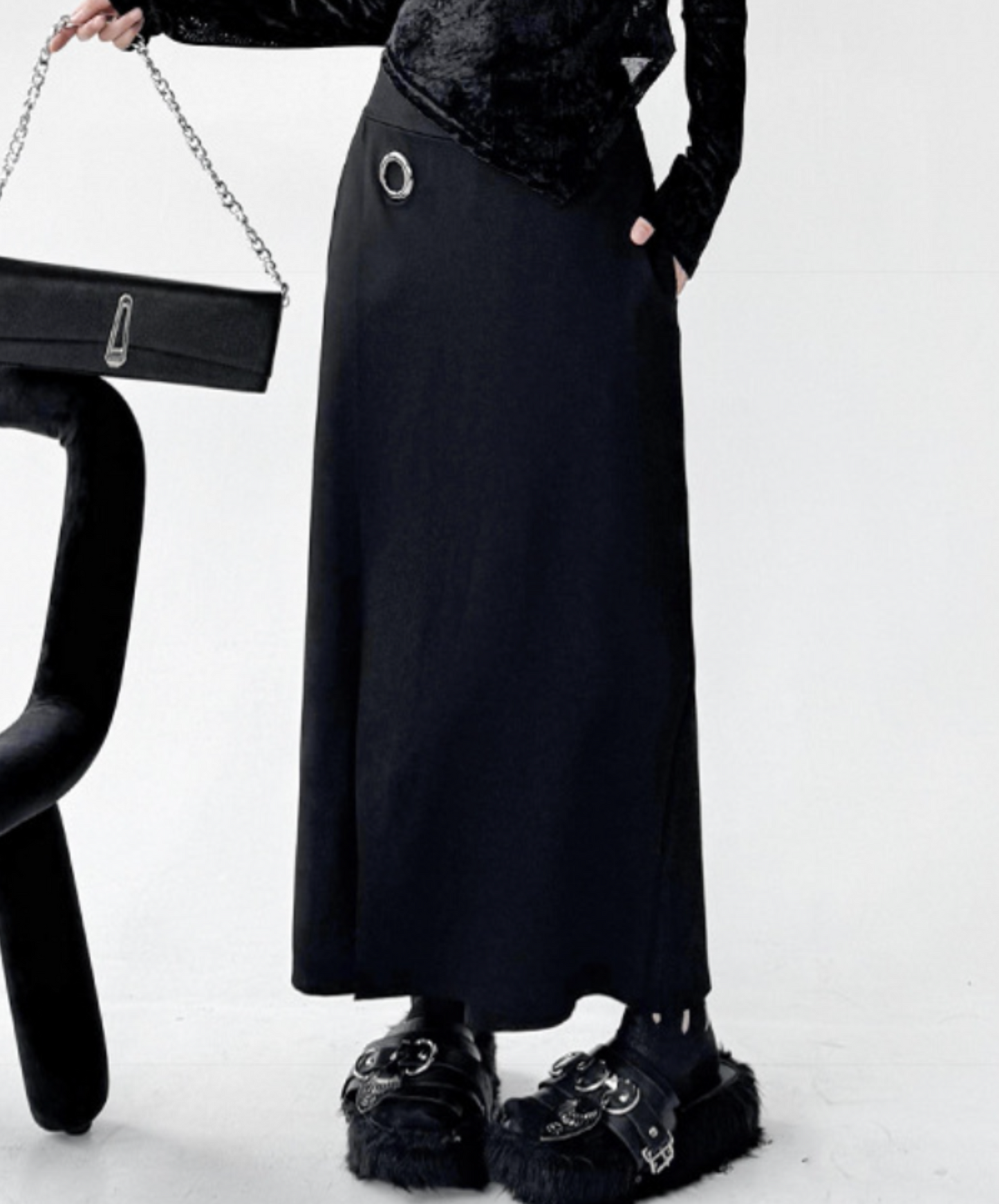 silver metal ring included wide pants EN2332