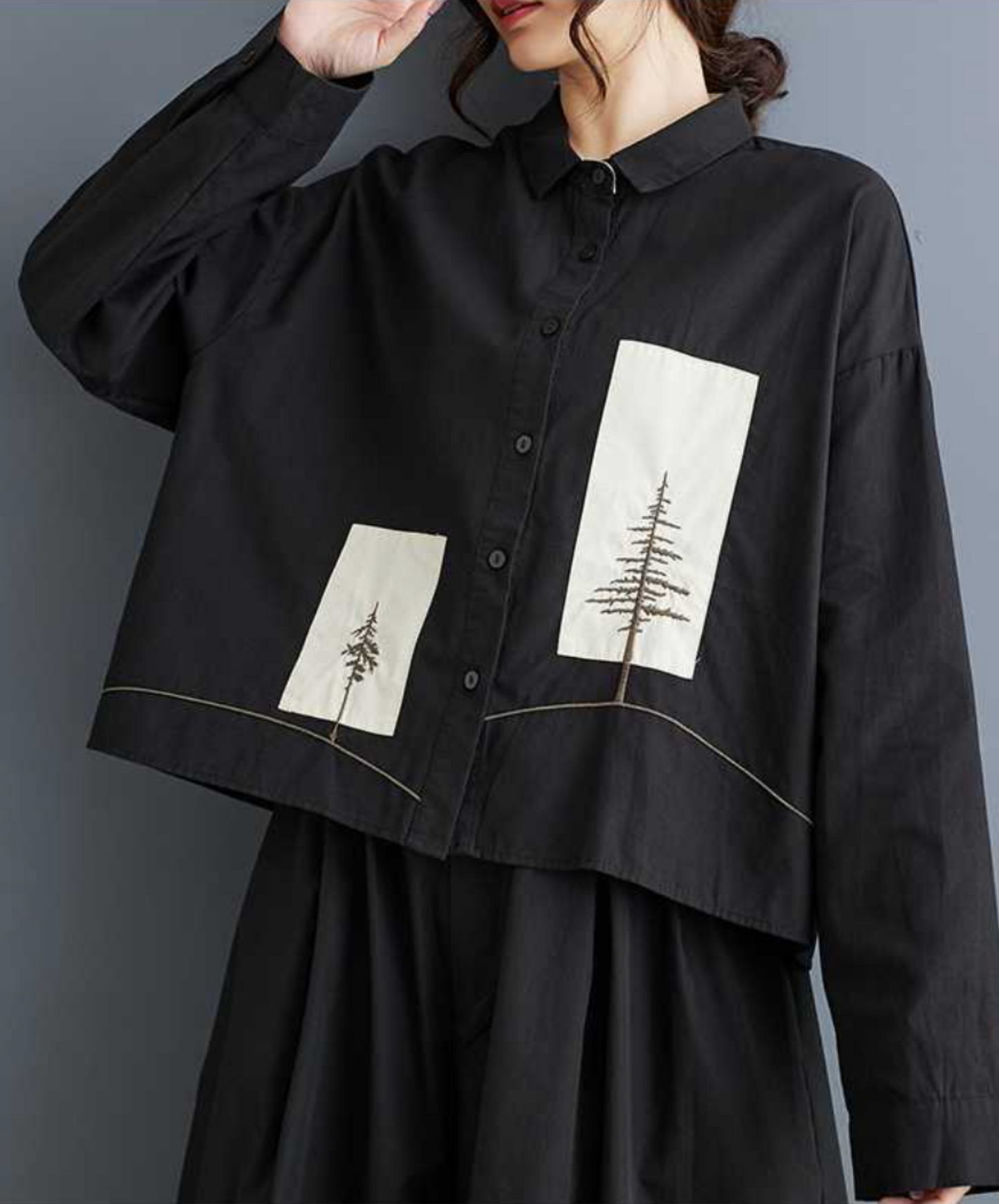 tree silhouette embroidery design shirt EN2289
