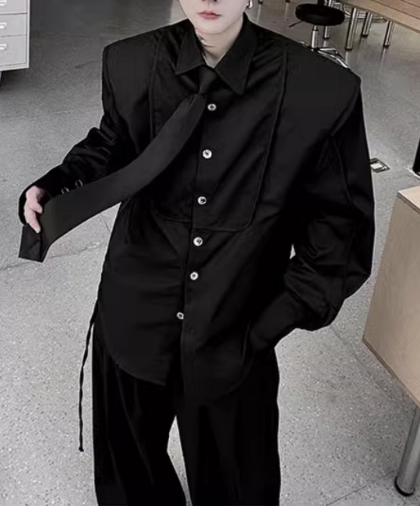【style54】dark mode outfit set EN1851(jacket + shirt + pants set)