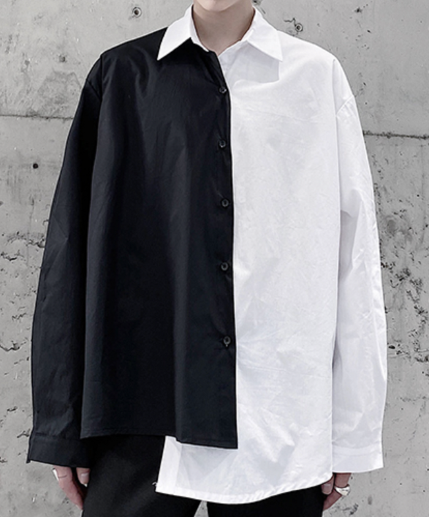 monotone contrast asymmetric shirt EN2046