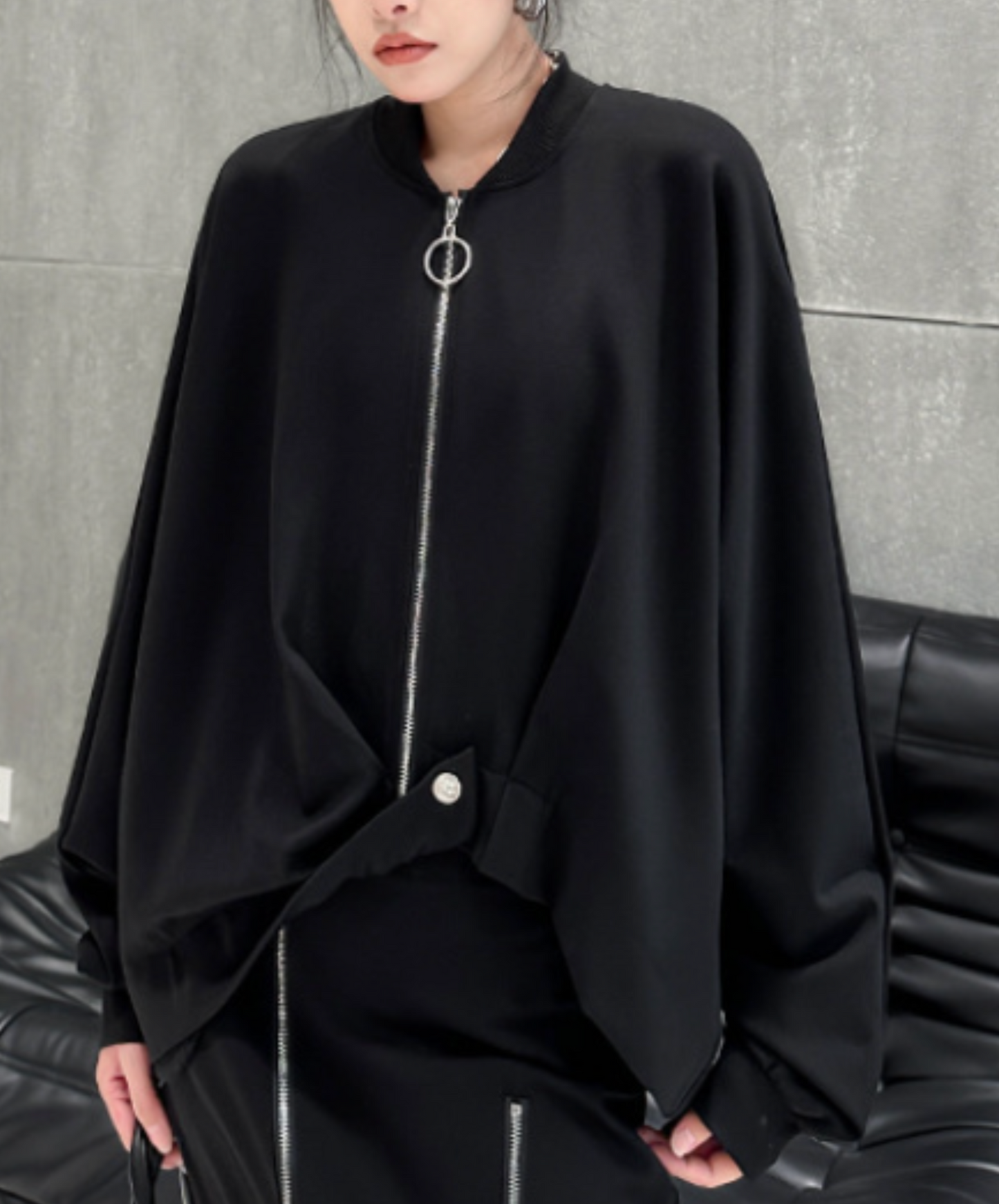 dark deformed hem design jacket EN2356