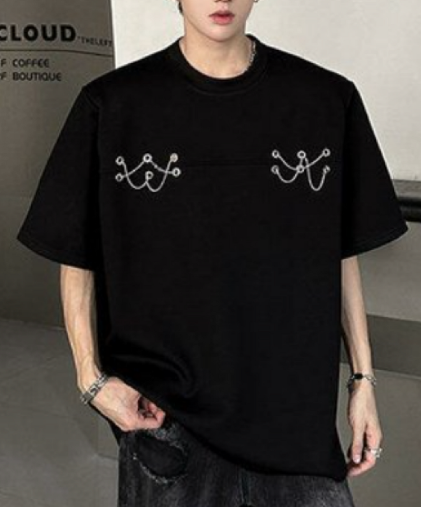 metal chain rope design t-shirt EN2238