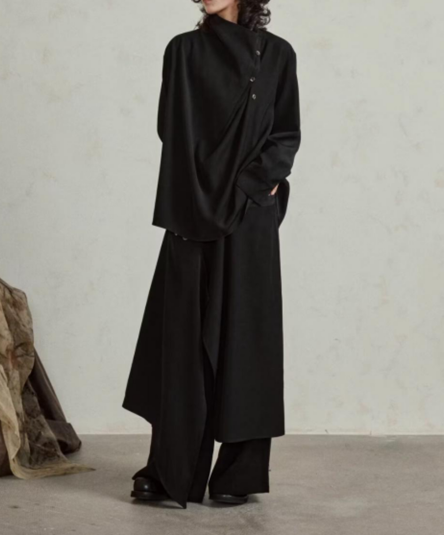dark layered wide pants EN1866